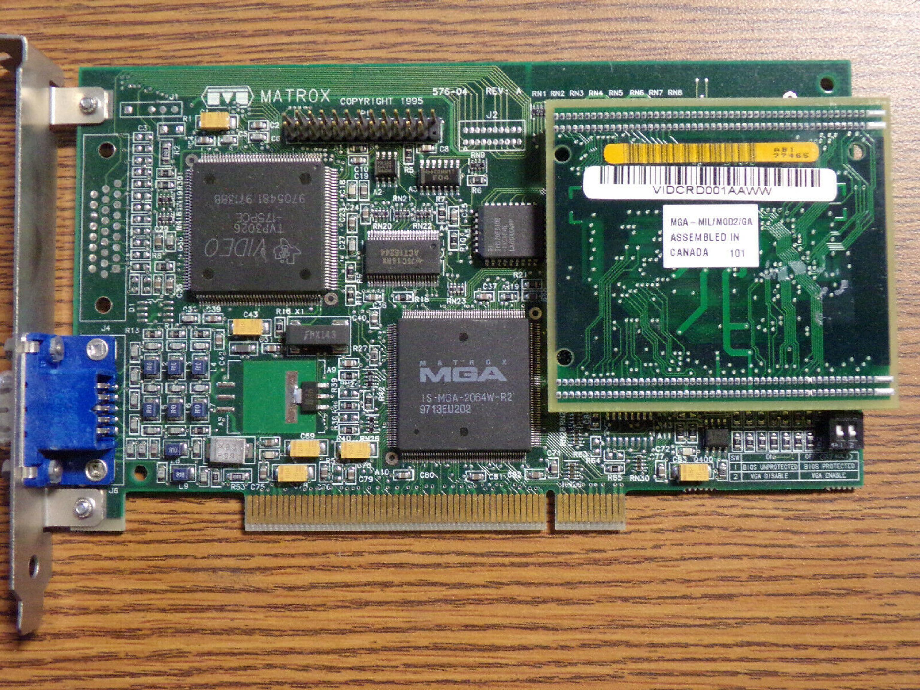 MATROX 576-04 MILLENNIUM PCI 2MB VIDEO CARD 4MB WITH VGA AND OUTPUTS OUTPUT ADAPTER Video card MatroxMGA ID7057600 5509017