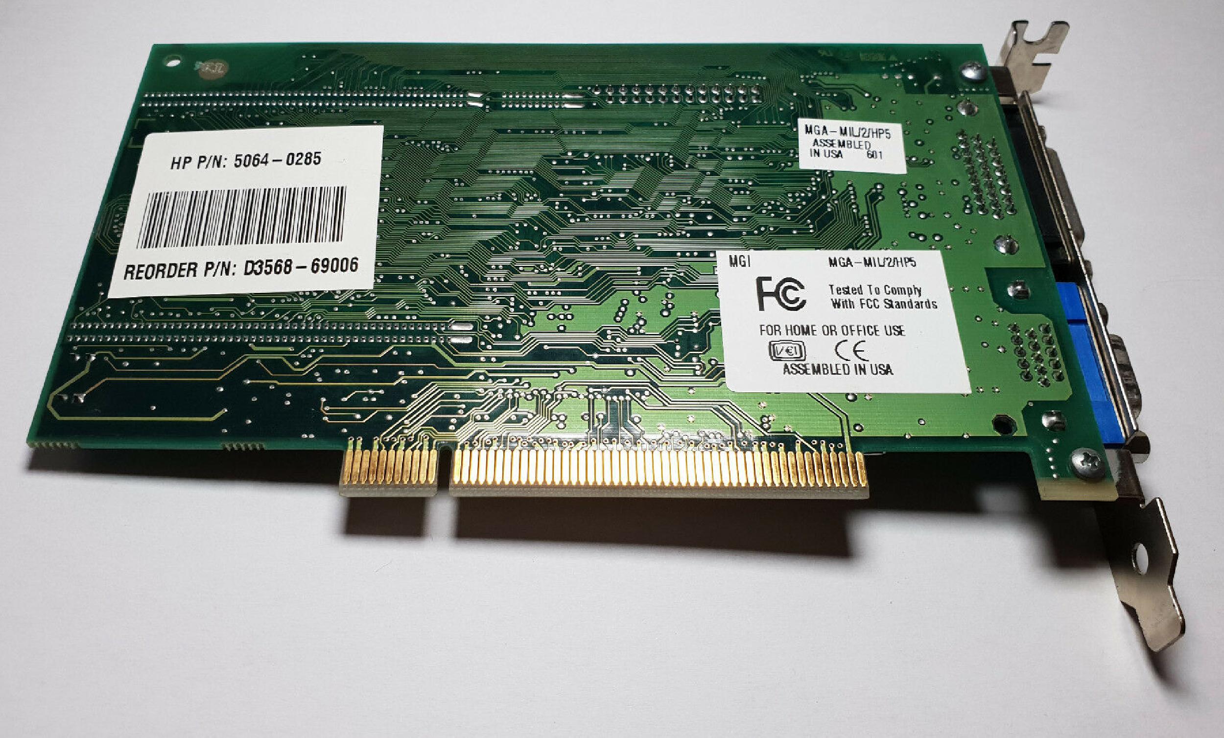MATROX MGA-MIL/2/HP5 2MB PCI VIDEO ADAPTER CARD WITH VGA AND OUTPUT OUTPUTS