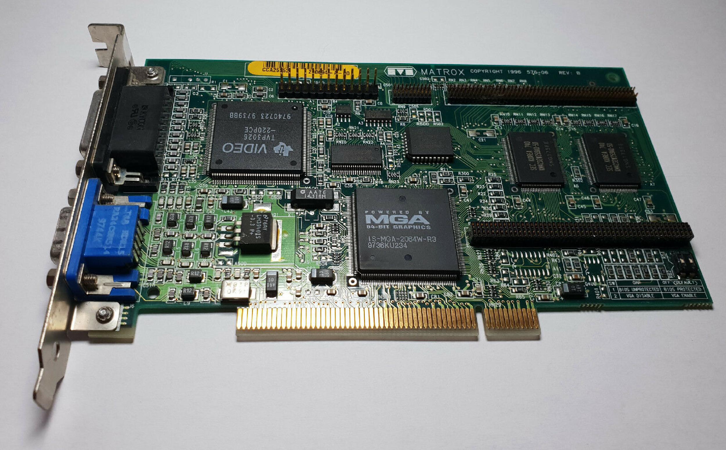 MATROX MGA-MIL/2/HP5 2MB PCI VIDEO ADAPTER CARD WITH VGA AND OUTPUT OUTPUTS