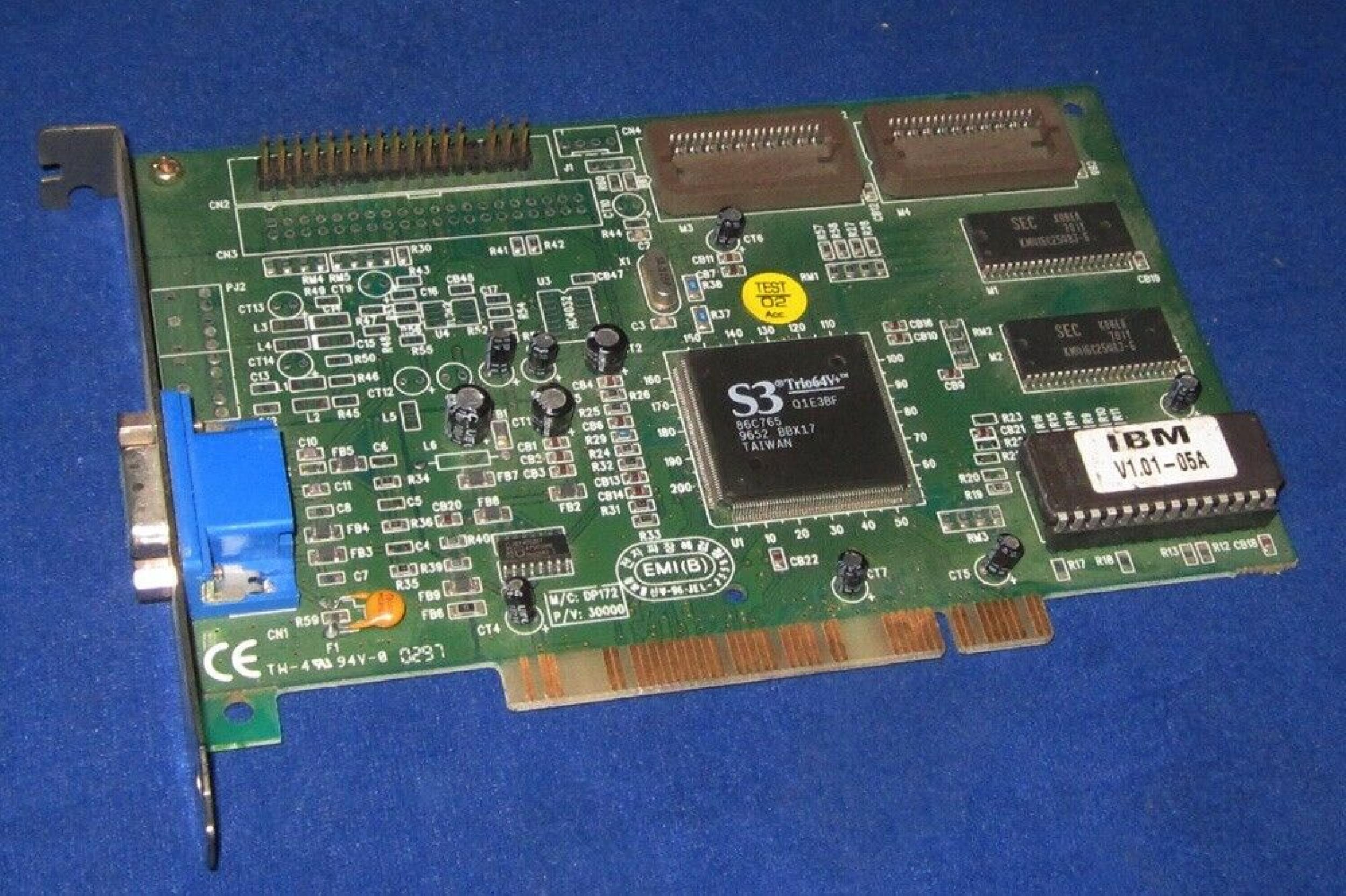 IBM 60H8386 S3 TRIO64V+ PCI VIDEO CARD N1B3CF 9713 X20257.01