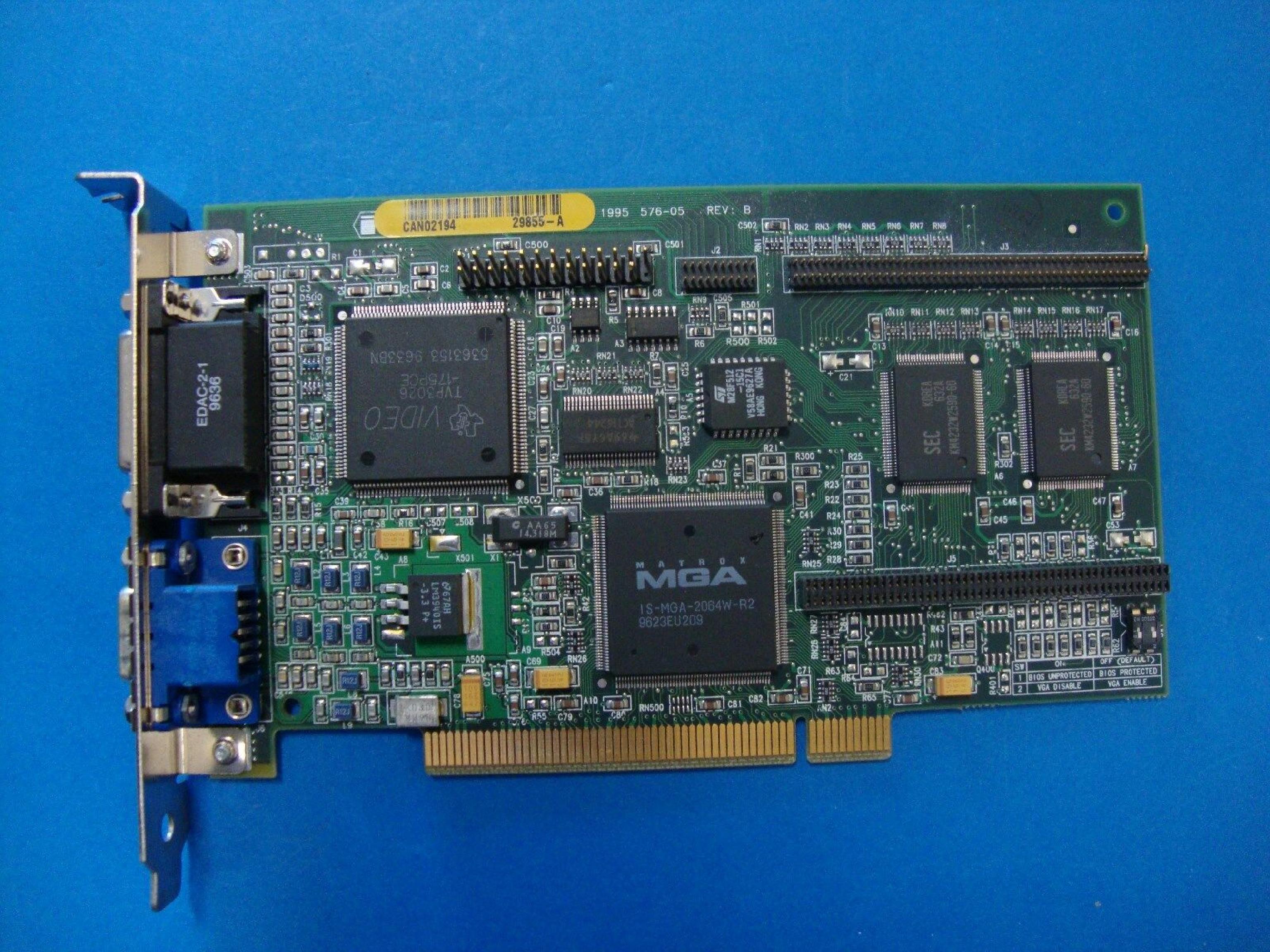 HEWLETT PACKARD / HP / MAXTOR / MATROX 5063-8798 PCI VIDEO CARD UPGRADABLE 5063-8777 5063-8798 P/N 5064-0240 - MGA-MIL/2/HP3 2MB WITH VGA AND A/V OUTPUTS