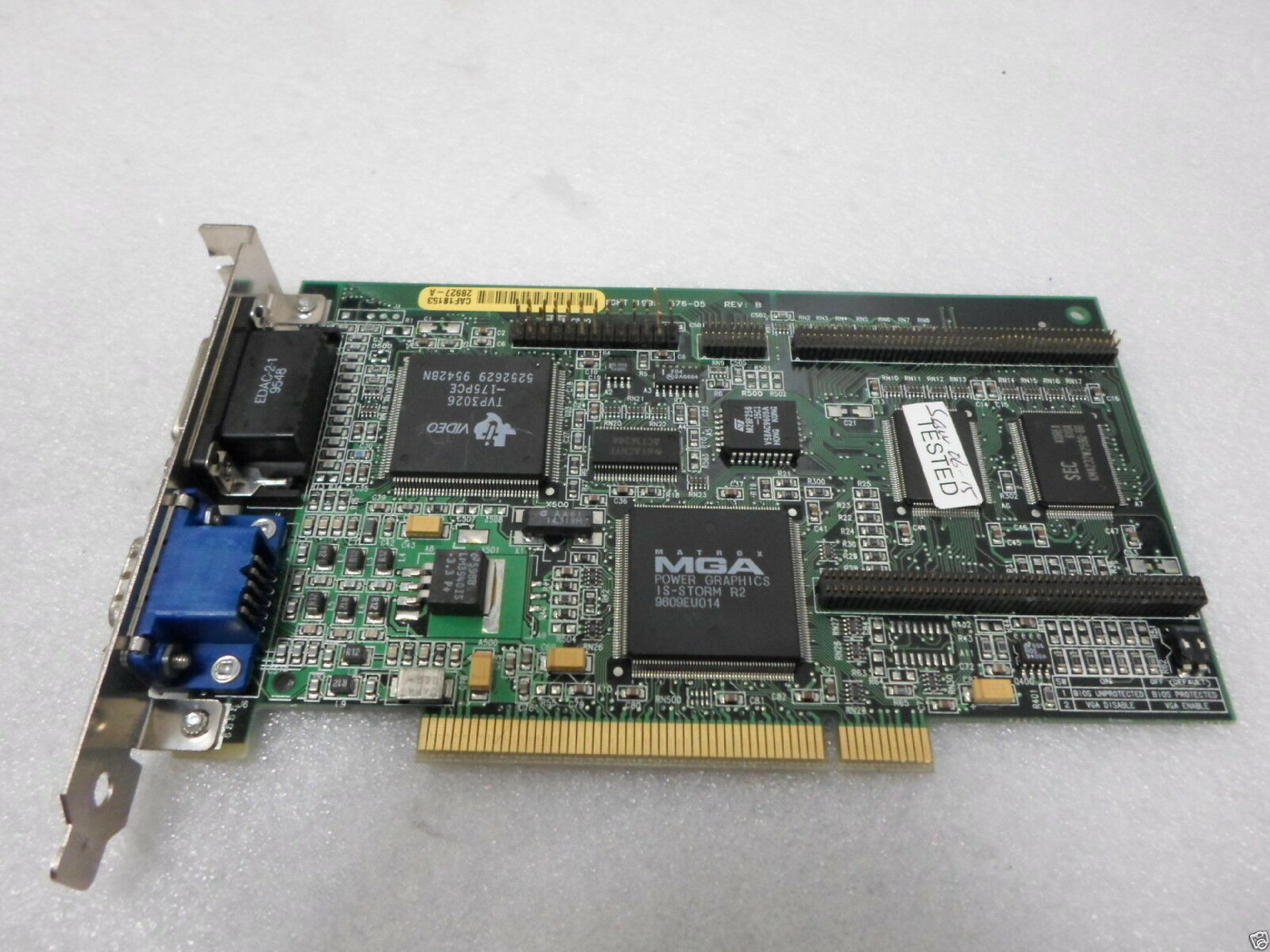 HEWLETT PACKARD / HP / MAXTOR / MATROX 5063-8798 PCI VIDEO CARD UPGRADABLE 5063-8777 5063-8798 P/N 5064-0240 - MGA-MIL/2/HP3 2MB WITH VGA AND A/V OUTPUTS