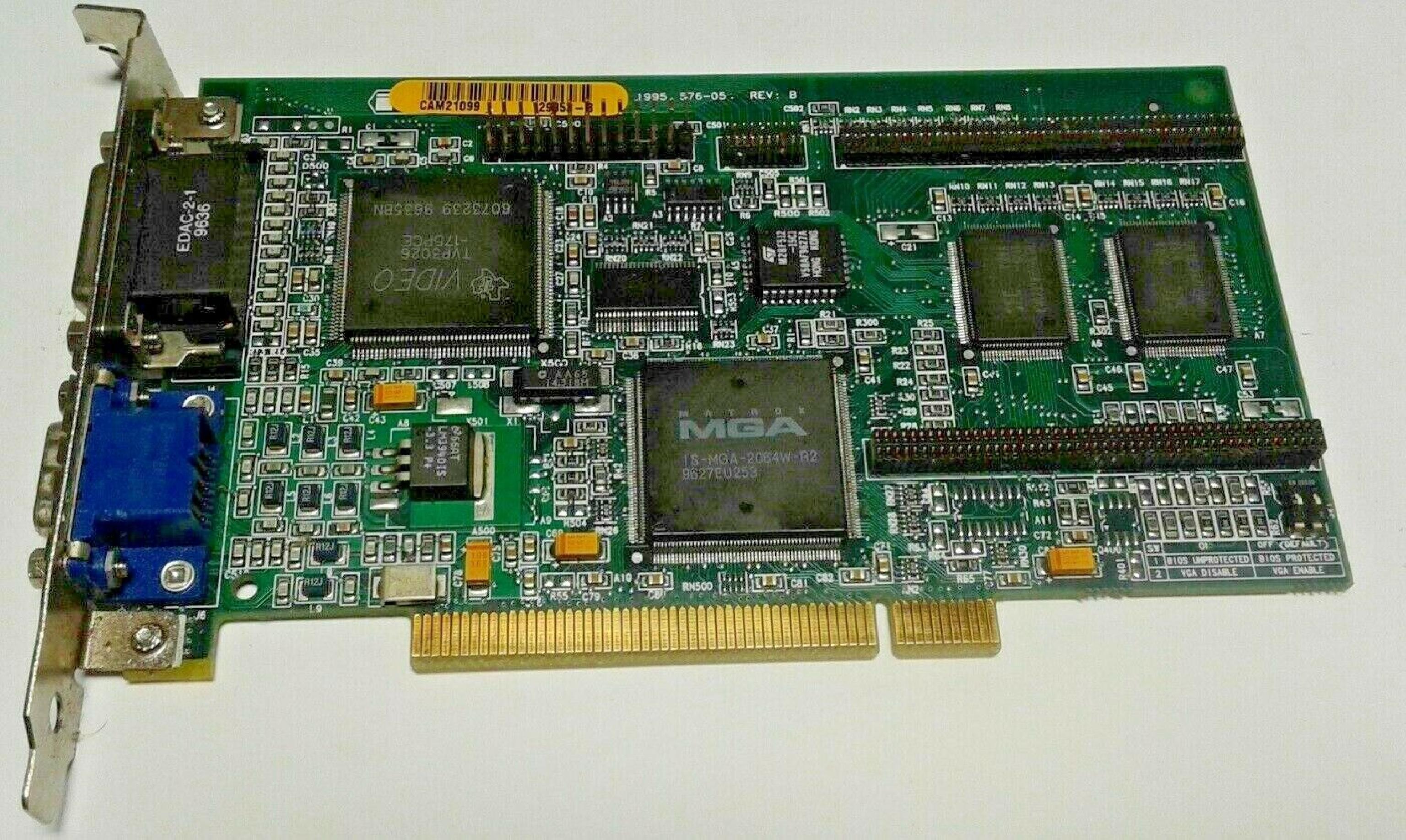 HEWLETT PACKARD / HP / MAXTOR / MATROX 5063-8798 PCI VIDEO CARD UPGRADABLE 5063-8777 5063-8798 P/N 5064-0240 - MGA-MIL/2/HP3 2MB WITH VGA AND A/V OUTPUTS