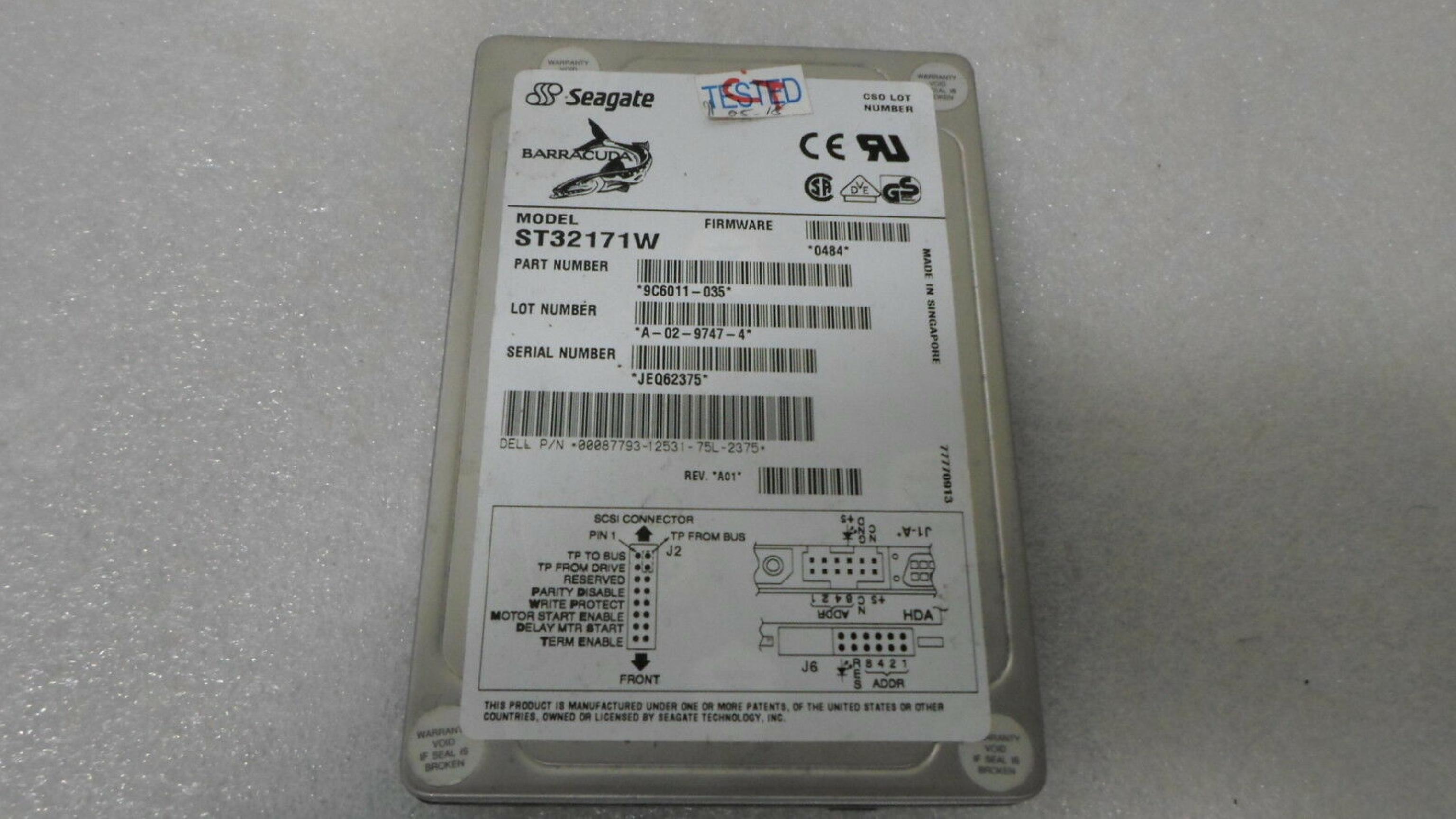 SEAGATE 9C6011-035 2.1GB BARRACUDA SCSI ULTRA WIDE