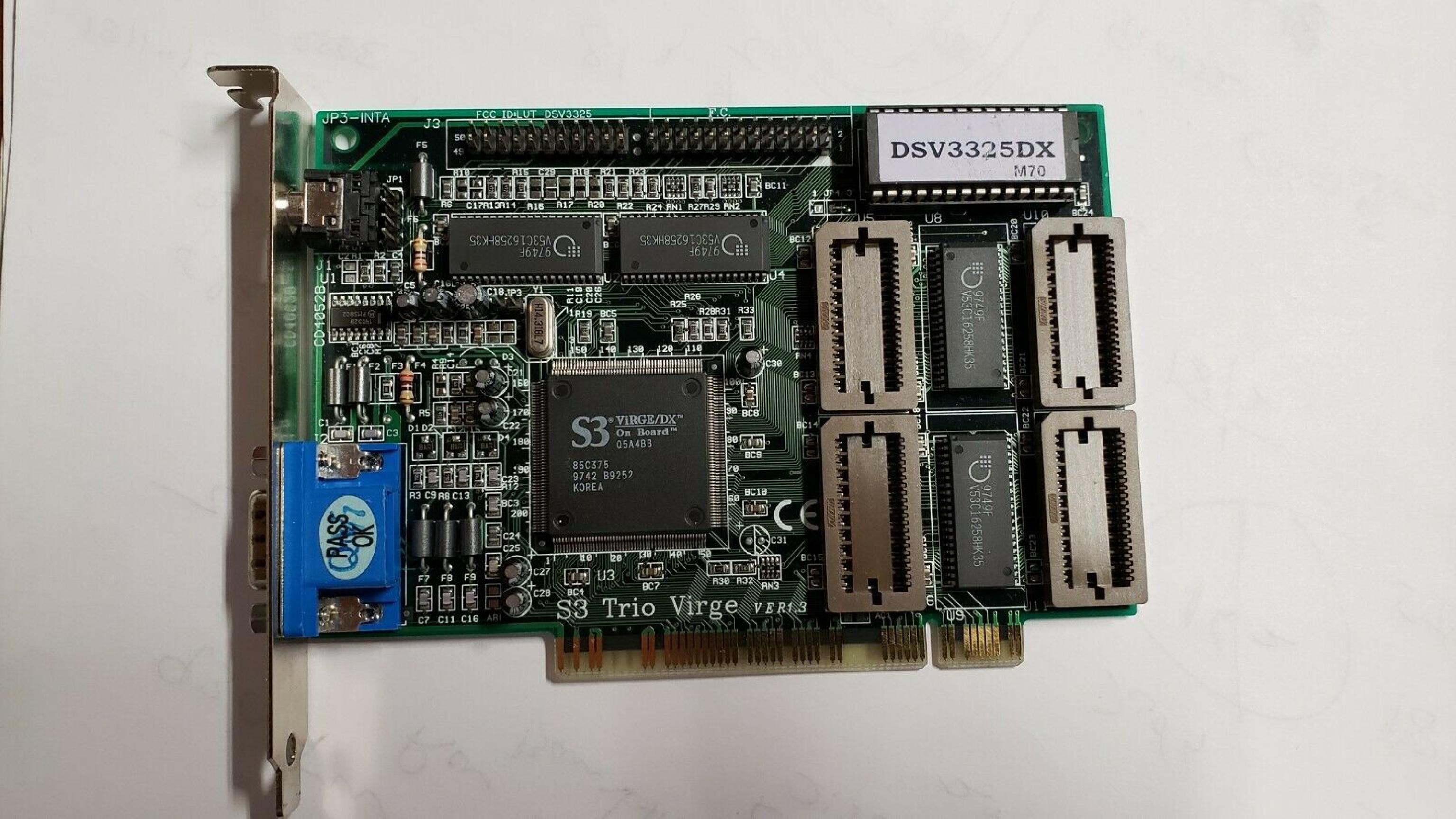 TRIO VIRGE DSV3325DX EXPERTCOLOR DSV3325DX S3 TRIO VIRGE VER1.3 JP3-INTA ADEO VGA PCI VIDEO CARD