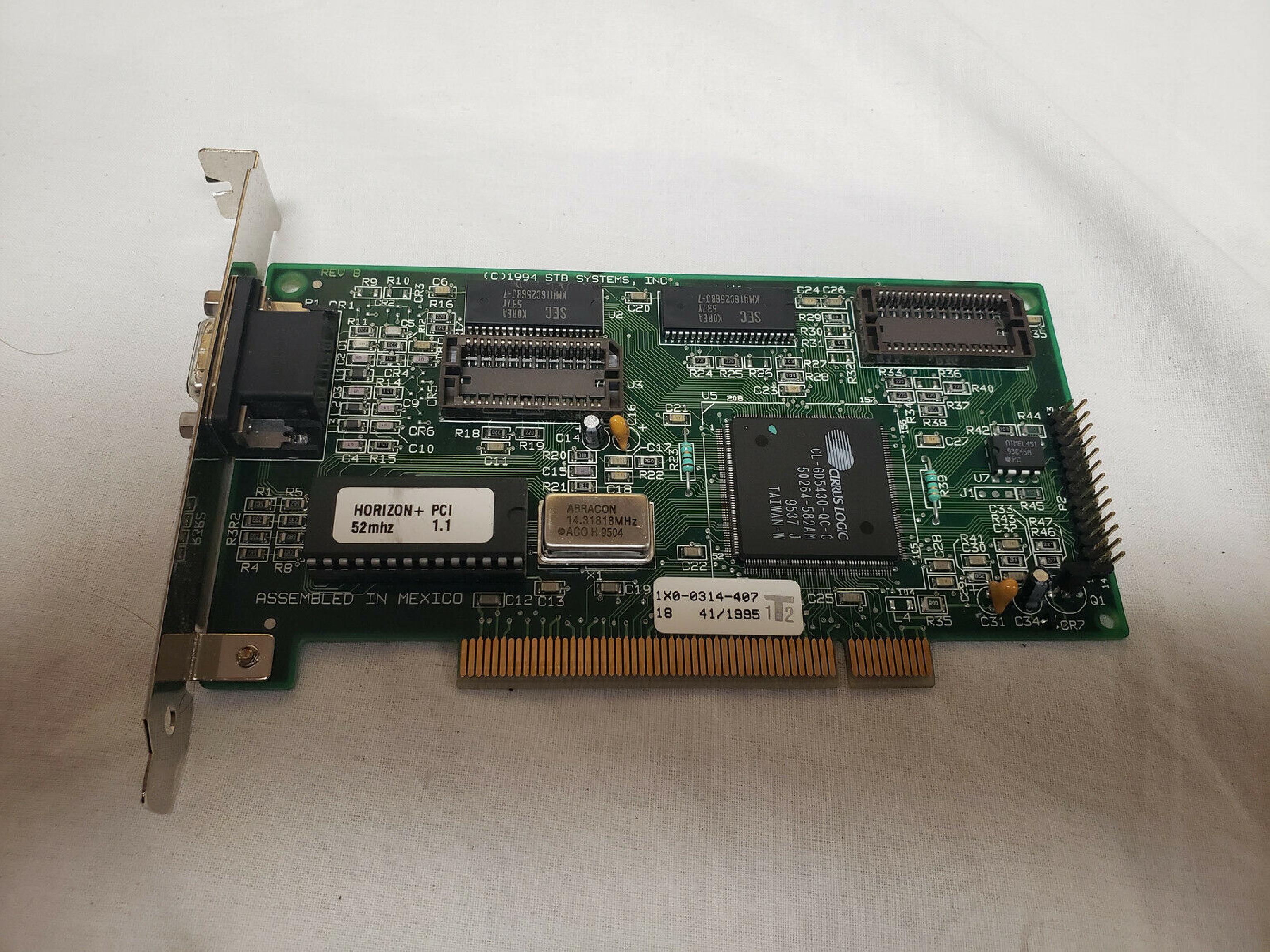 STB SYSTEMS INC 210-0149-002 CIRRUS LOGIC PCI VGA CL-GD5434-QC-D STB HORIZON VIDEO CARD MFR P/N 1X0-0321-007