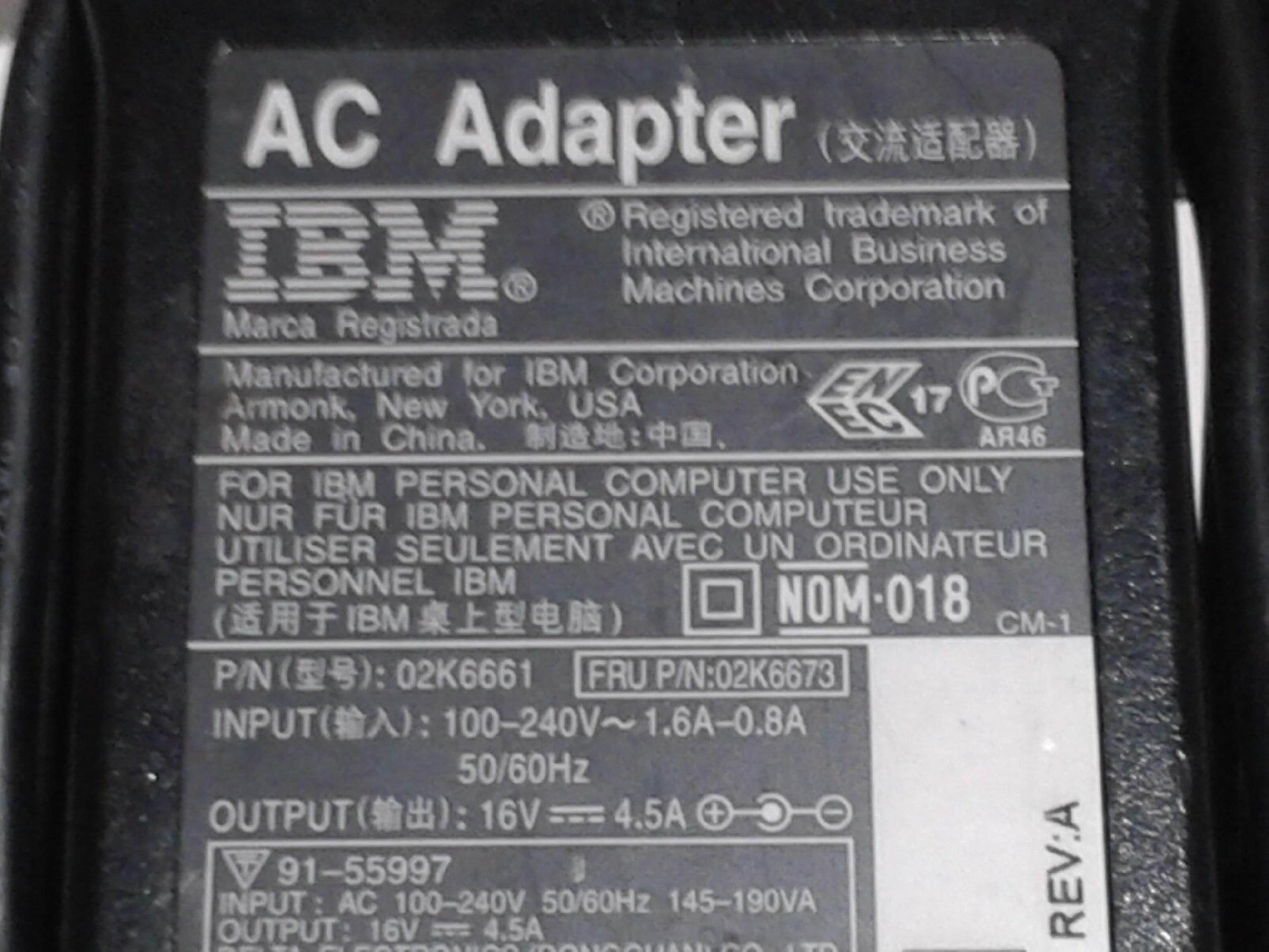 ACER / SONY / IBM 91-55997 19 VOLT 3.16 AMP AC ADAPTER 16VDC 3.75A, 6FT CABLE, BARREL CONNECTOR WITH SPIKE, OD: 6MM, ID:4.2MM, DESKTOP STYLE 16V DC 4.5A 3.36AMP LPS OUTPUT