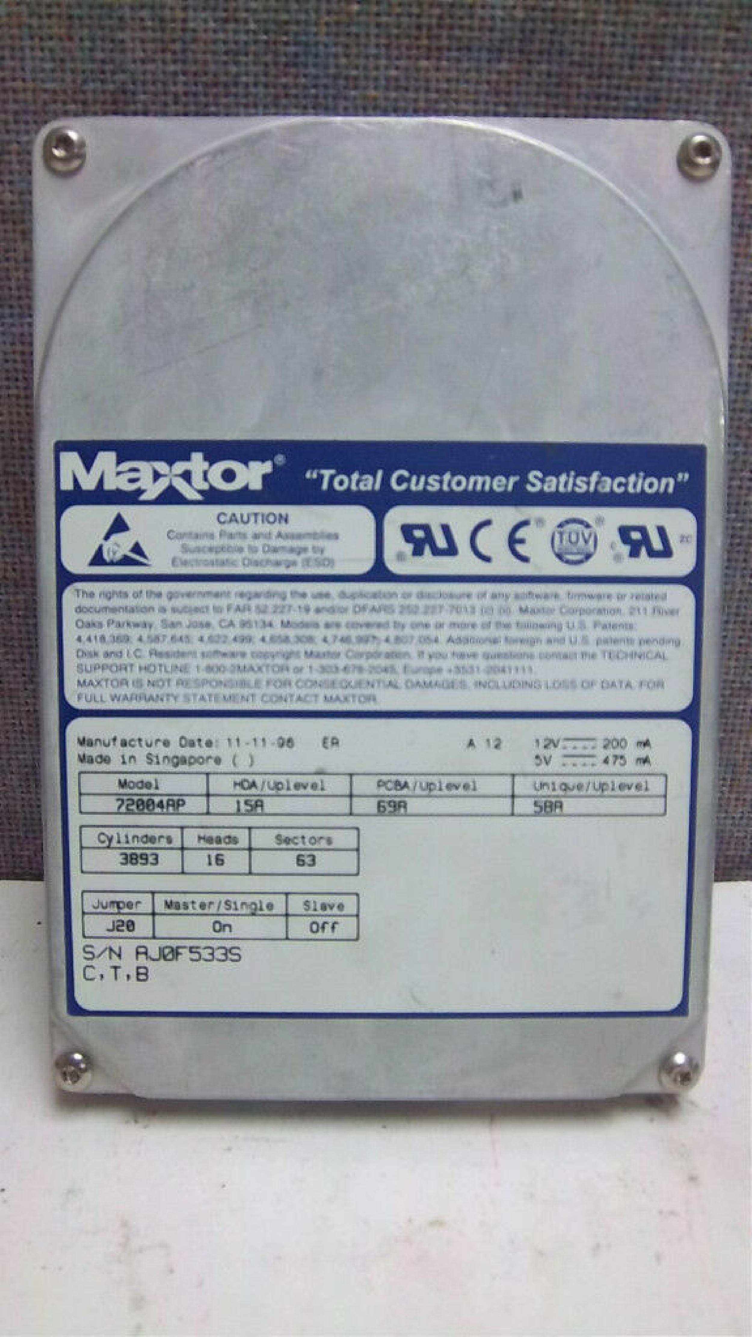 MAXTOR 72004AP 2GB IDE DRIVE