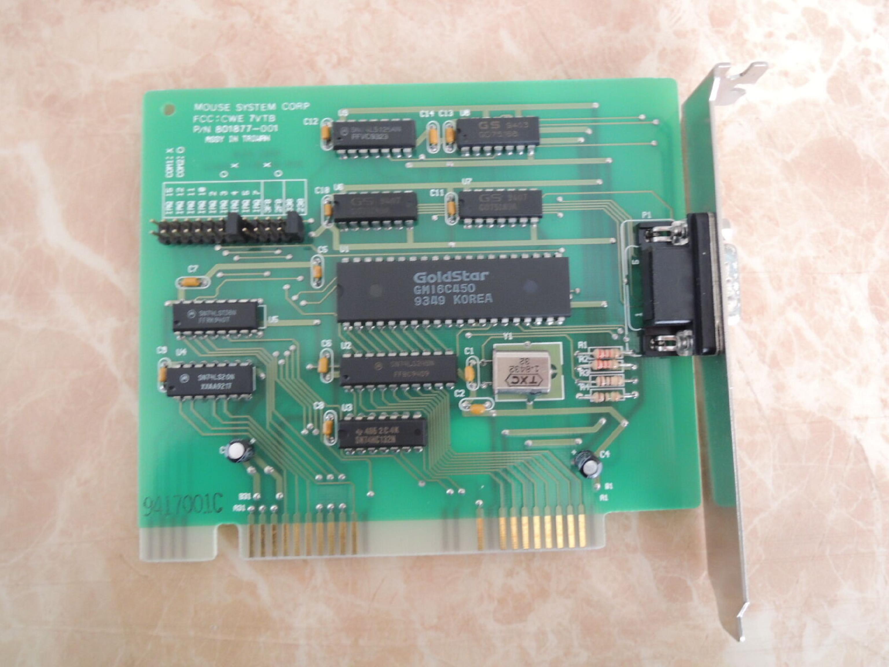 MOUSE SYSTEM CORP 801877-001 16BIT ISA IRQ2 TO IRQ15, I/O 3F8,2F8,338,238 RS232 PORT