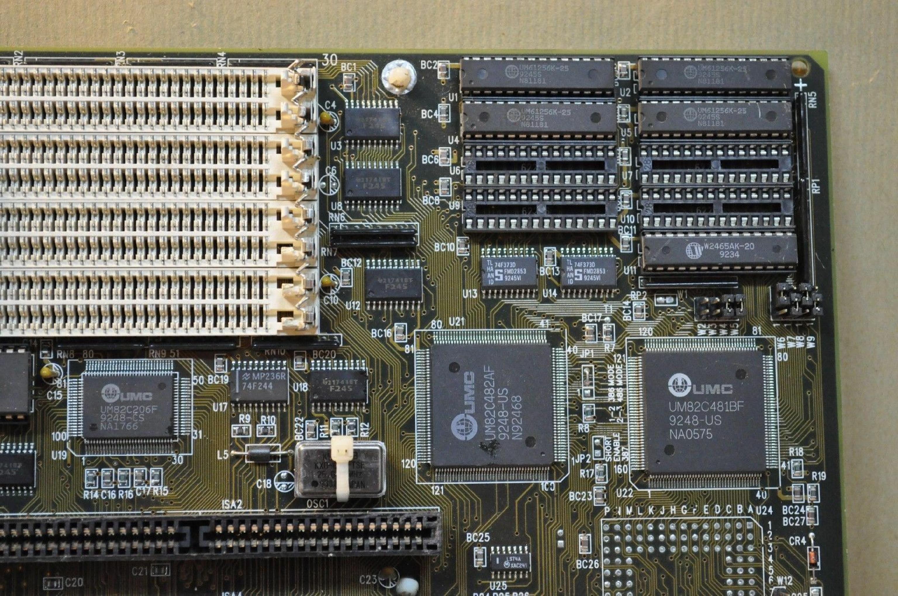 UMC FX-3000 6 16BIT ISA 386DX-33 SYSTEM BOARD 8 30PIN SIMM SOCKETS