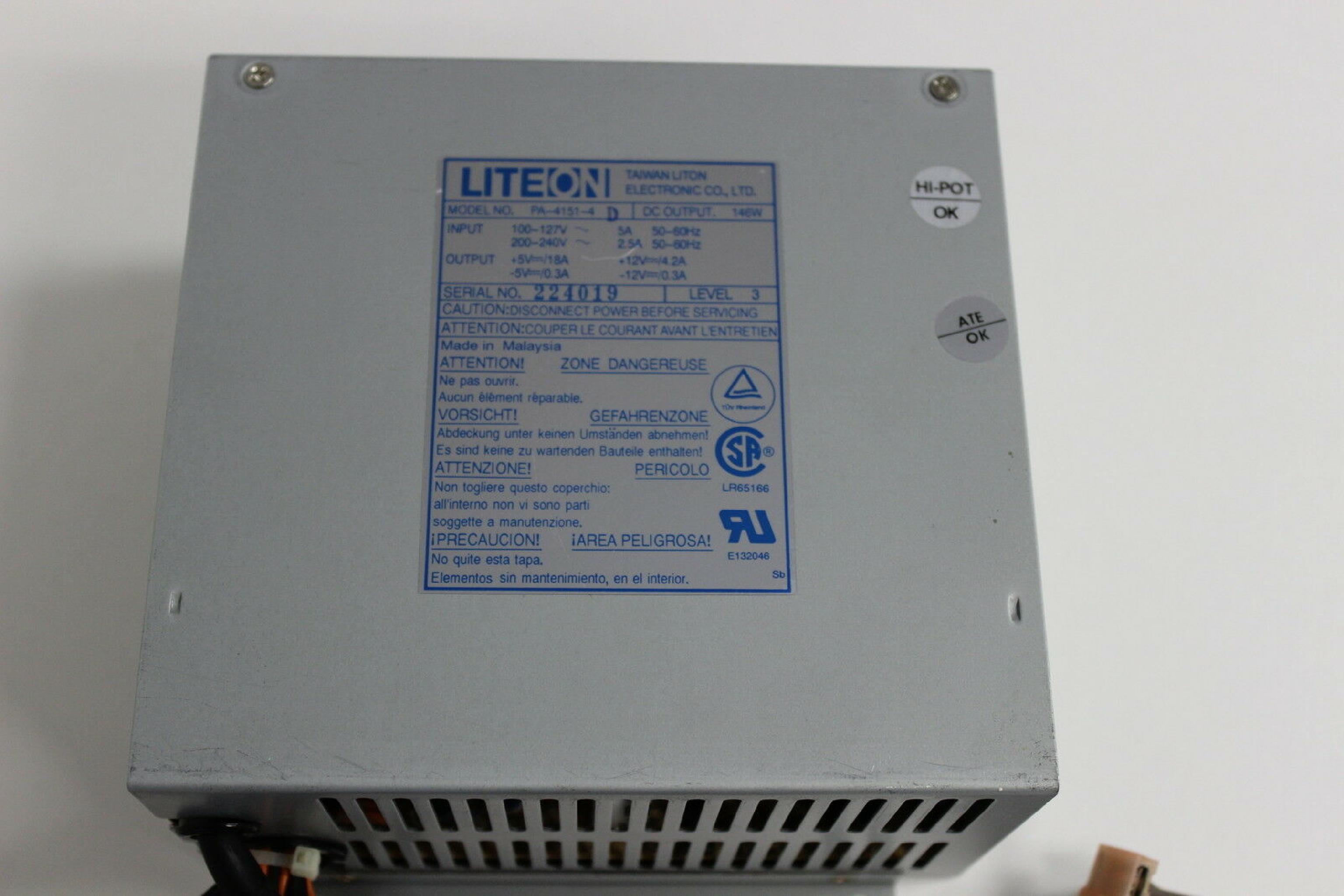 LITEON PA-4151-4D POWER SUPPLY PULLED FROM DELL 486P/50 AND 433/L PA-4151-4D 146 WATT