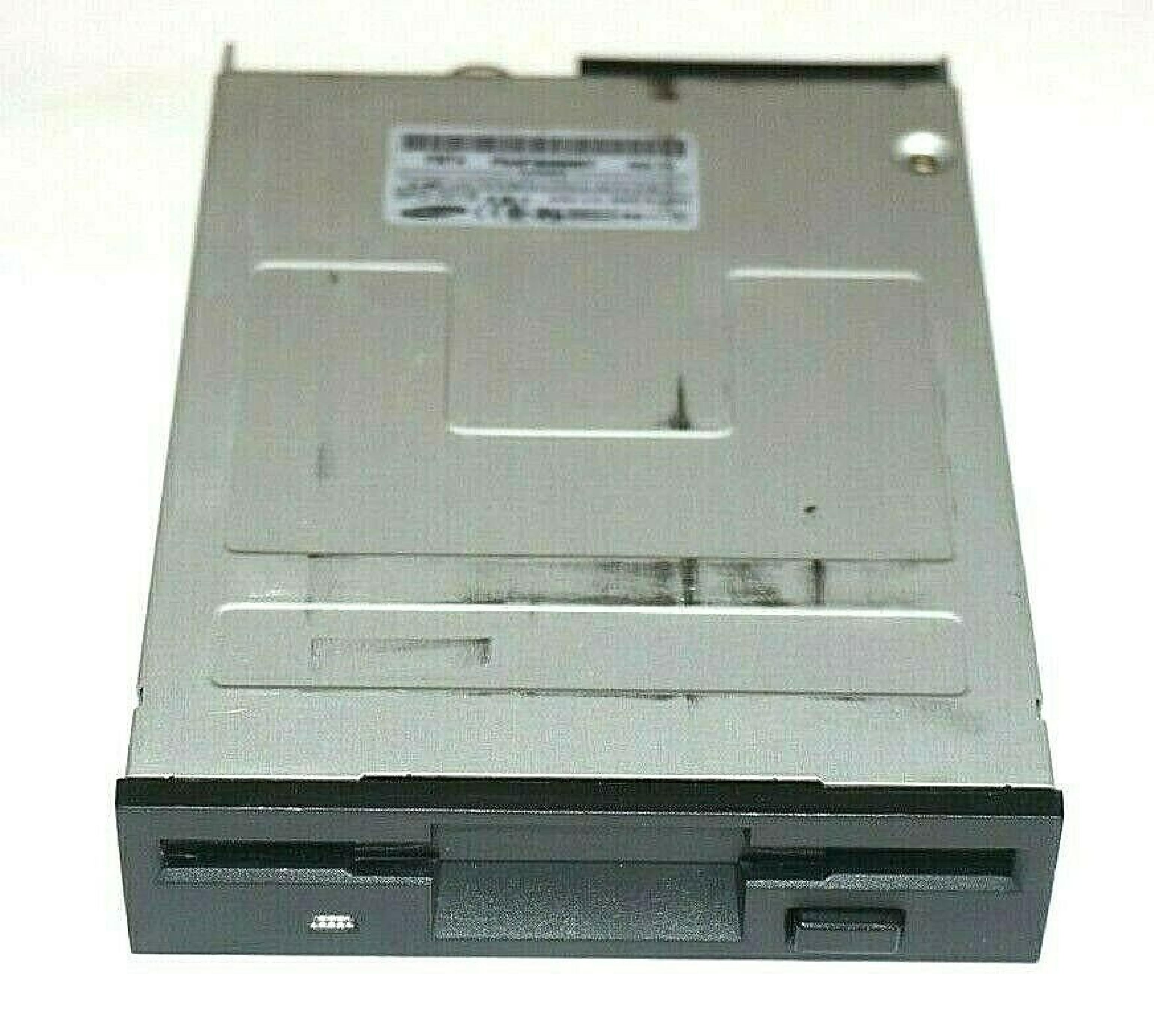 SAMSUNG / NEC SFD-321B FLOPPY DRIVE GRAY BEZEL 1.44 OFF WHITE RECTANGULAR BUTTON 1.44MB SHUTTER ODD EJECT BLACK 3.5 HH NO