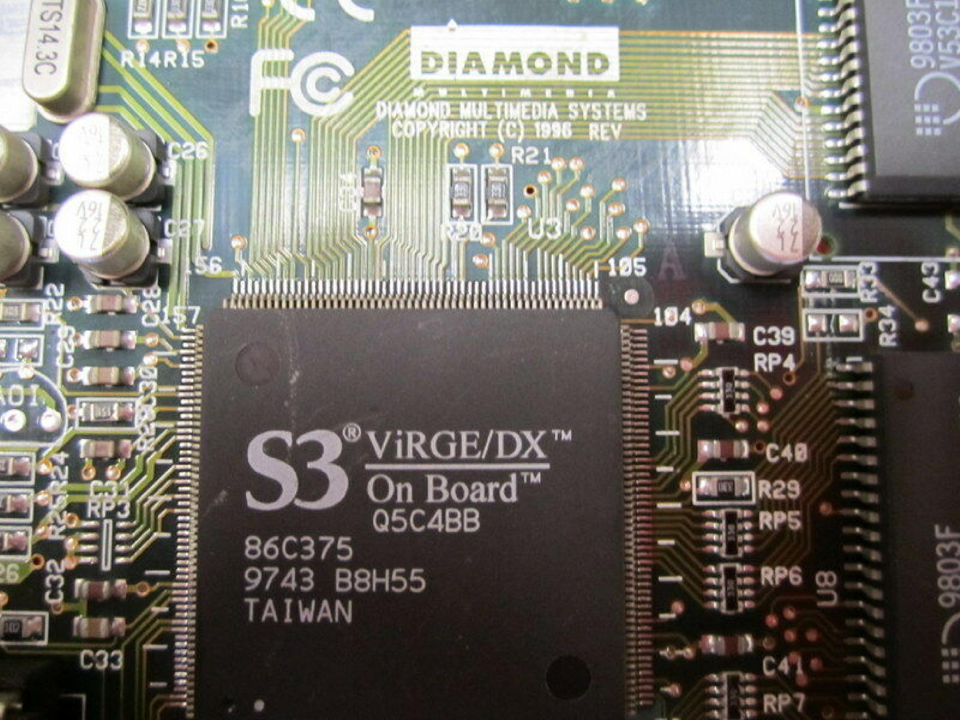 DIAMOND 23030229-201 STEALTH 3D 2000 PRO 4MB S3 VIRGE/DX Q5C4BB 86C375 9746 B8B53 V3.04 2MB PCI VIDEO CARD WITH VGA OUTPUT