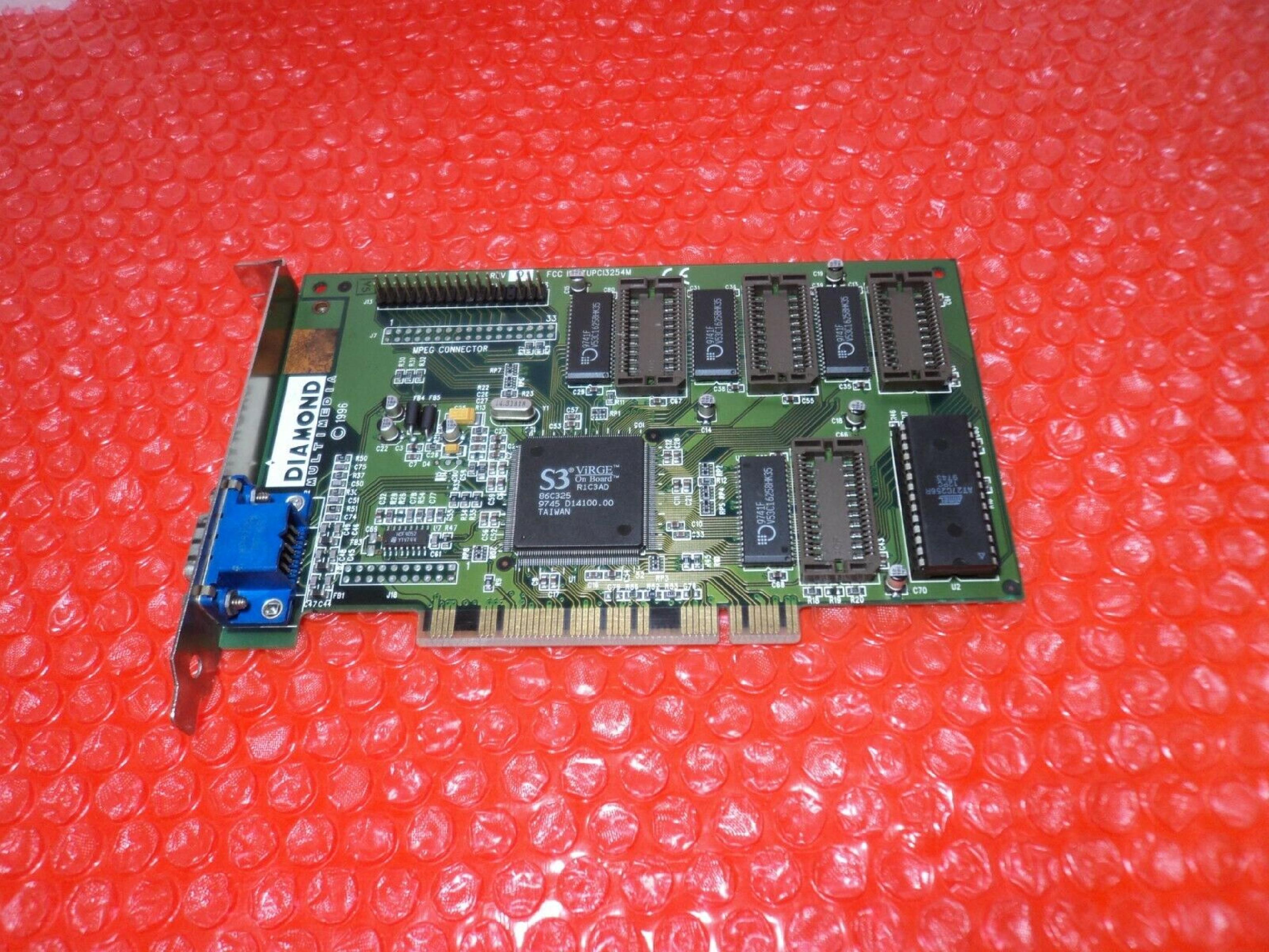 DIAMOND 22030206-005 PCI STEALTH 3D 2000 S3 VIRGE N1EBD 86C325 9630 C14244.00 4MB VIDEO CARD WITH VGA OUTPUT 2MB