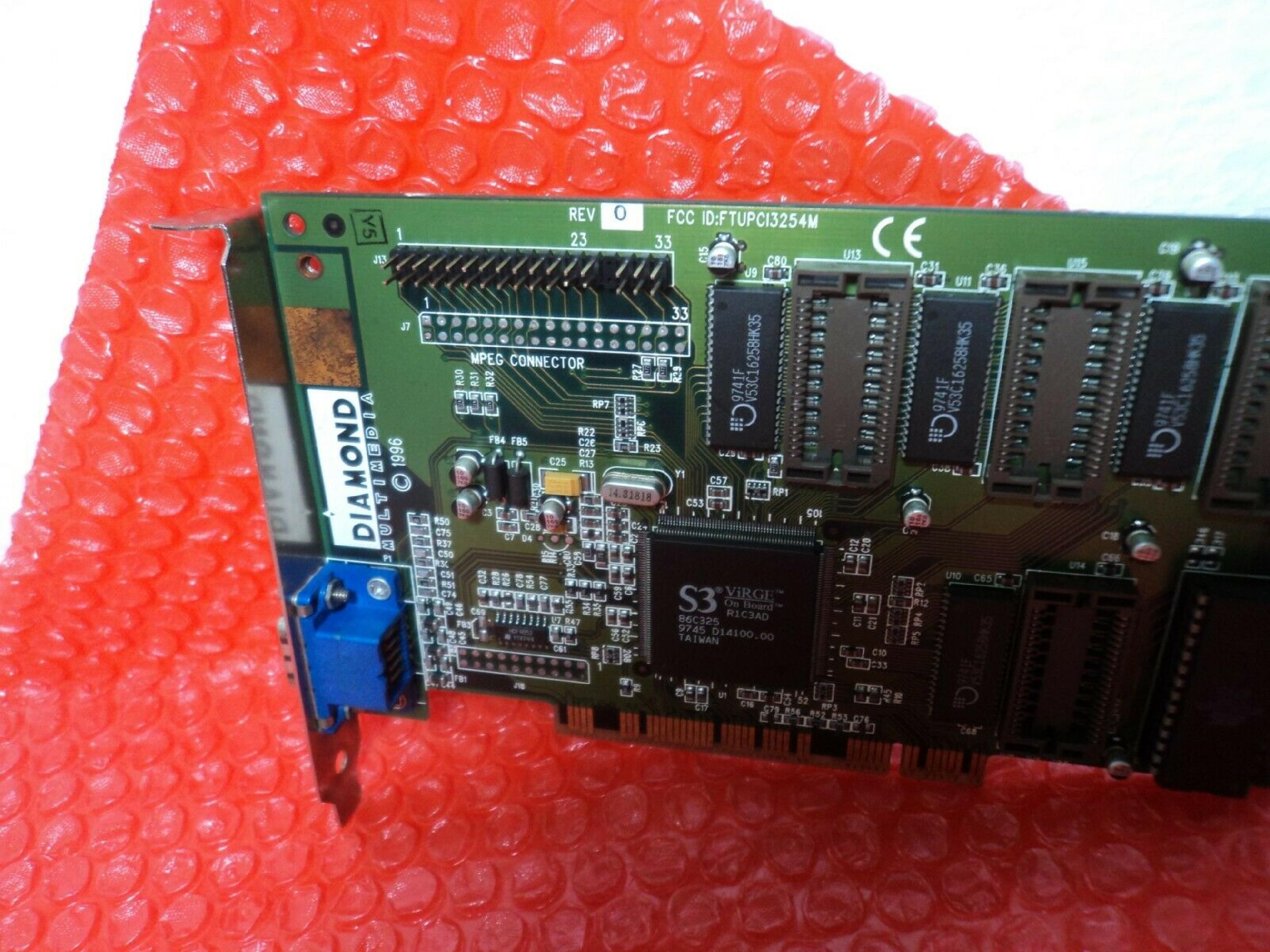 DIAMOND 22030206-005 PCI STEALTH 3D 2000 S3 VIRGE N1EBD 86C325 9630 C14244.00 4MB VIDEO CARD WITH VGA OUTPUT 2MB