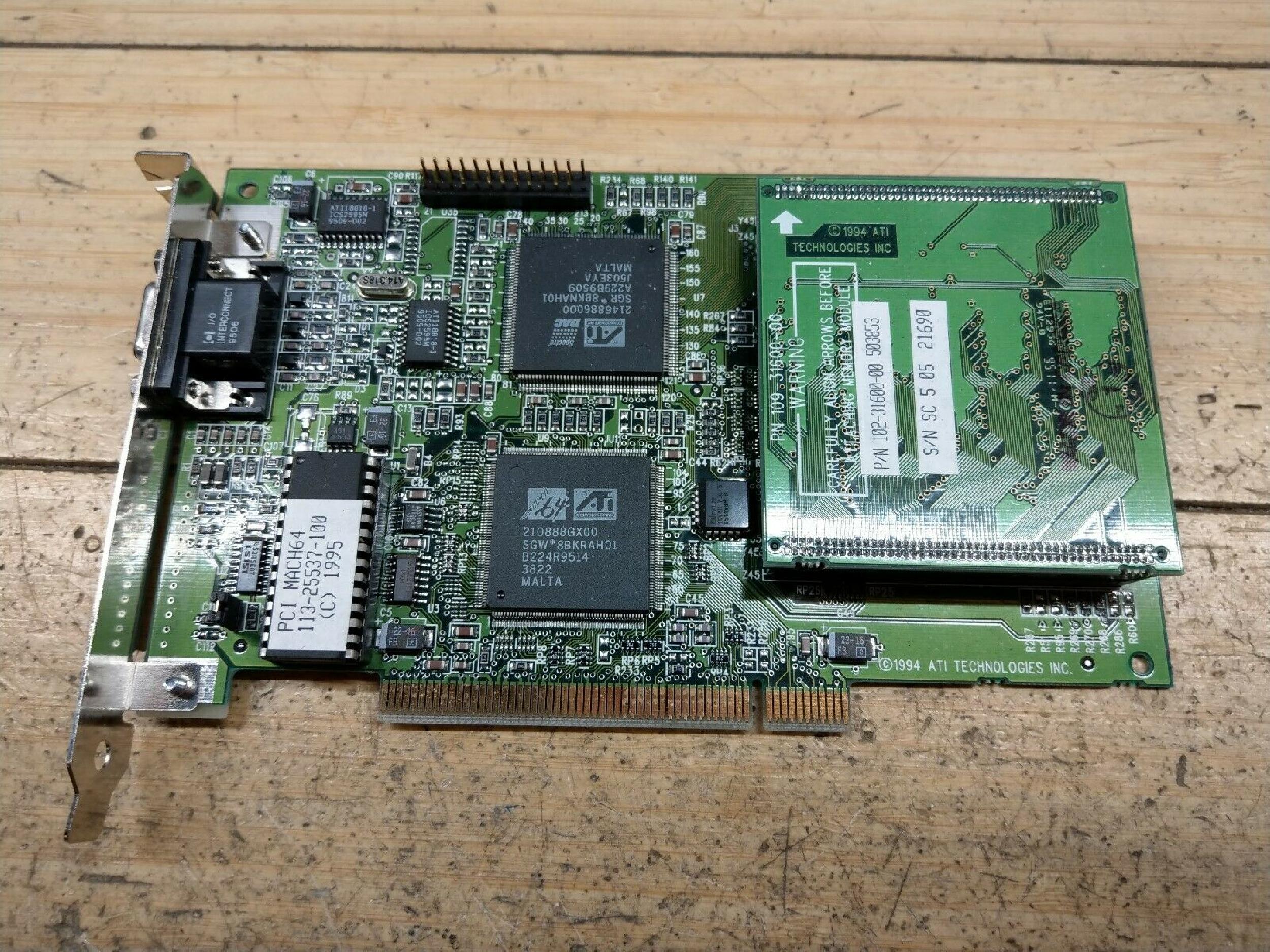ATI 109-25500-30 PCI MACH64 210888GX00 SGW*8BKRAH01 A223H9531
