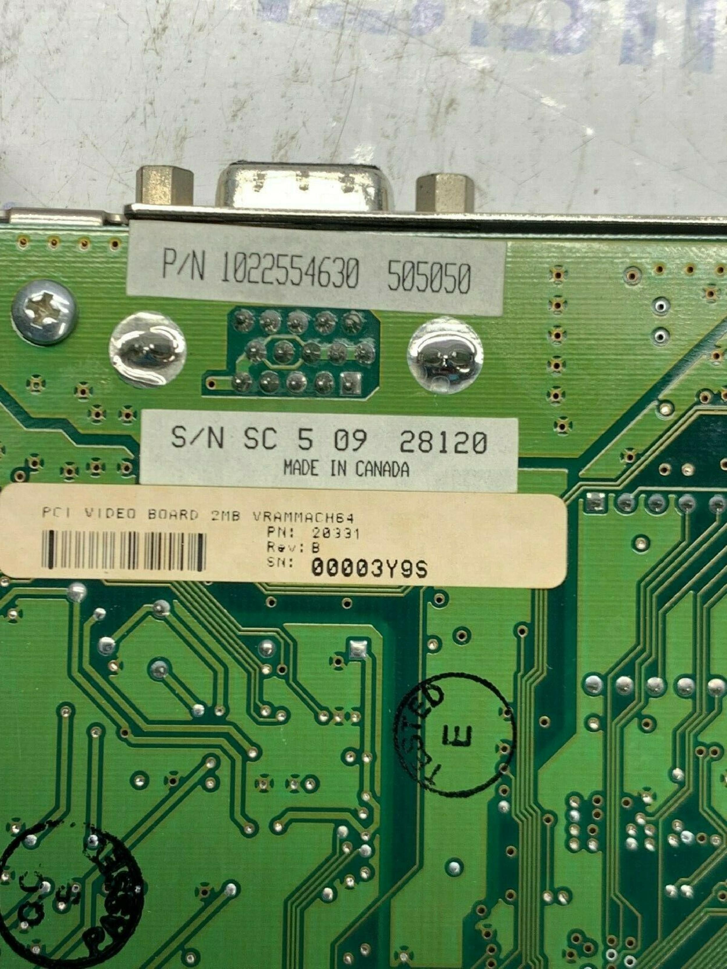 ATI 109-25500-30 PCI MACH64 210888GX00 SGW*8BKRAH01 A223H9531