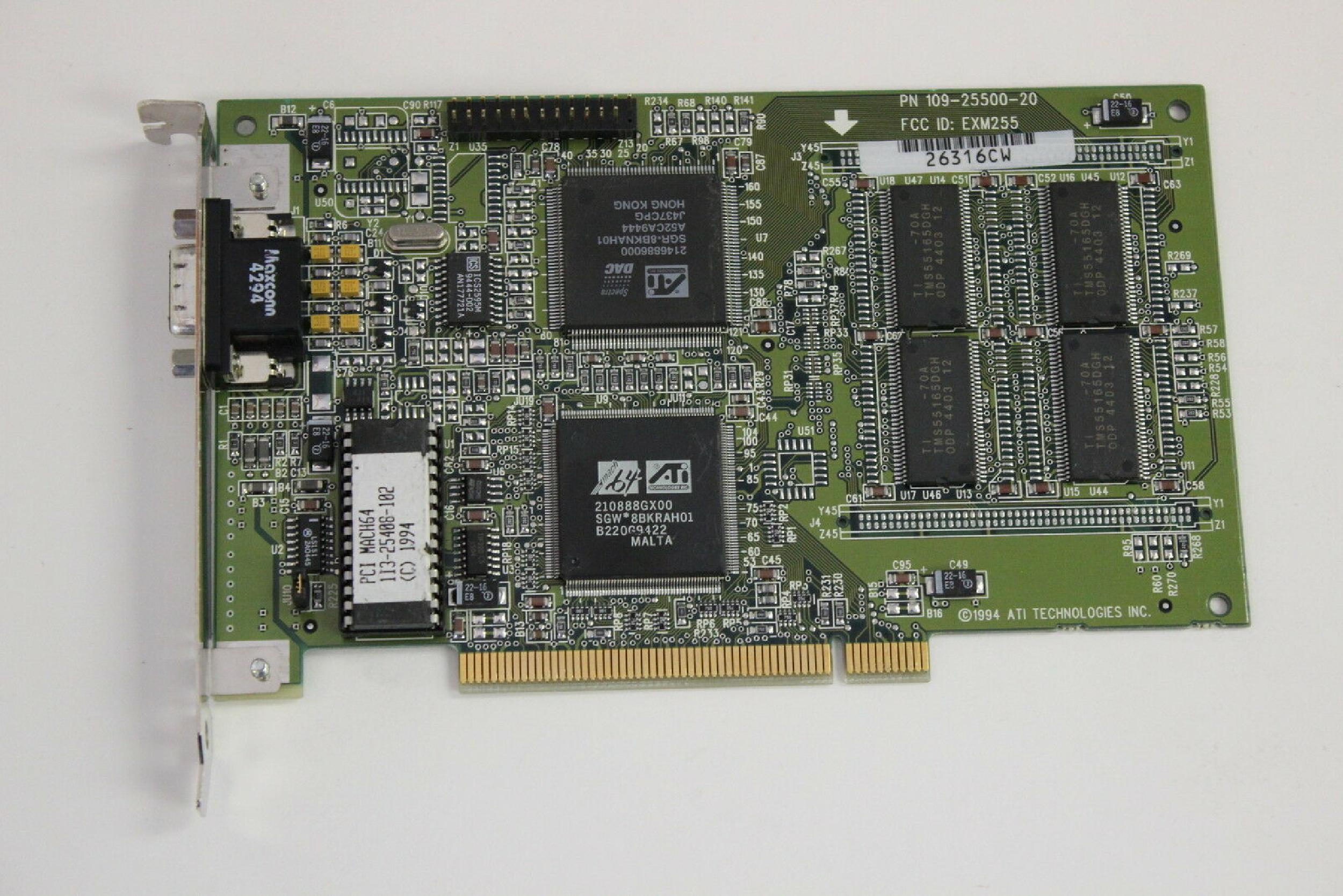 ATI EXM255 PCI MACH64 210888GX00 SGW*8BKRAH01 A223H9531 WINTURBO A225S9505 J449EBN VGA CARD