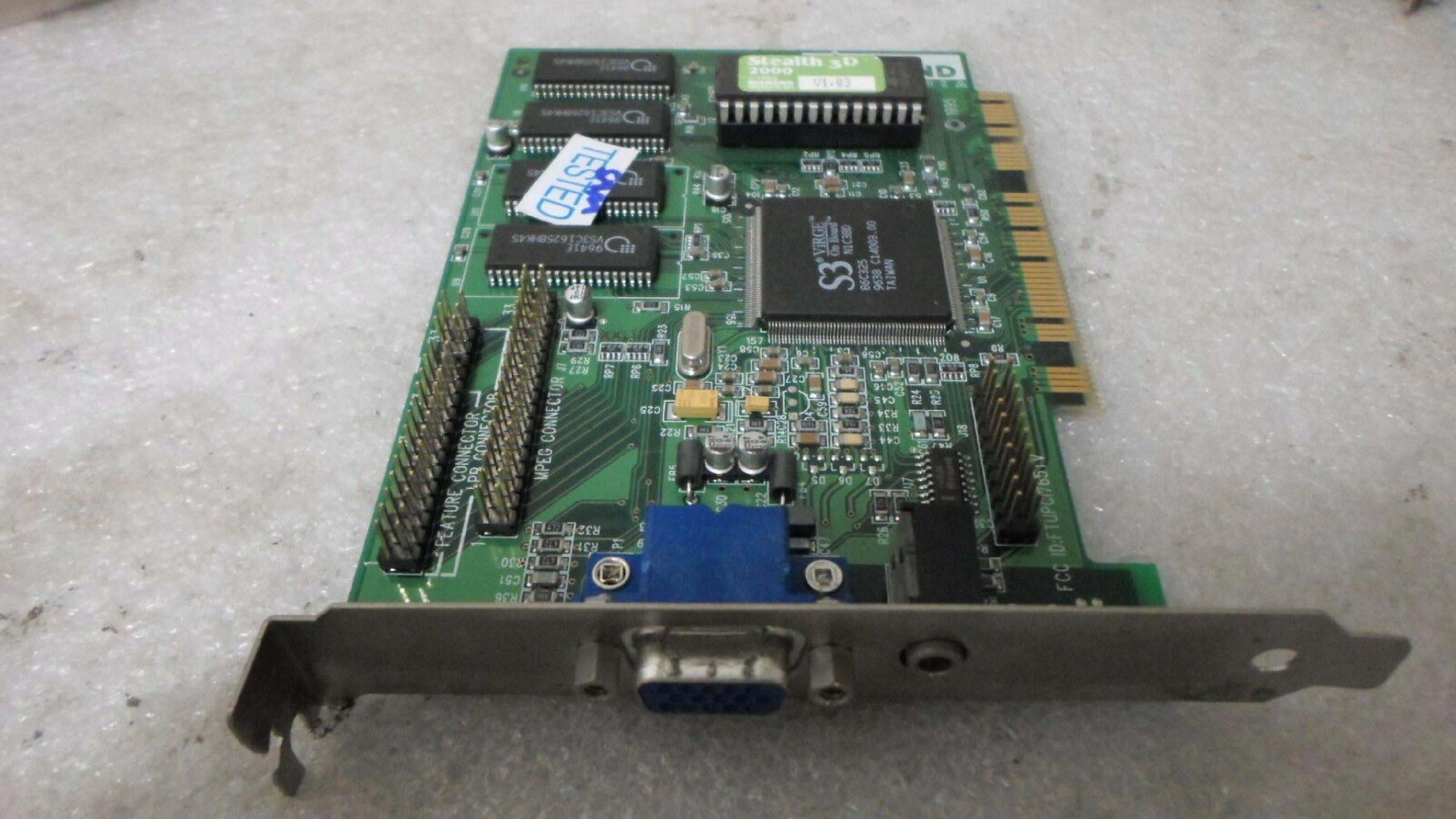 DIAMOND 23030216-403 STEALTH 3D 2000 S3 VIRGE PCI H1E3DD 86C325 BA4695.1 WITH MPEG ADAPTER & TV OUT 23030216-403 VIDEO CARD 4 MB