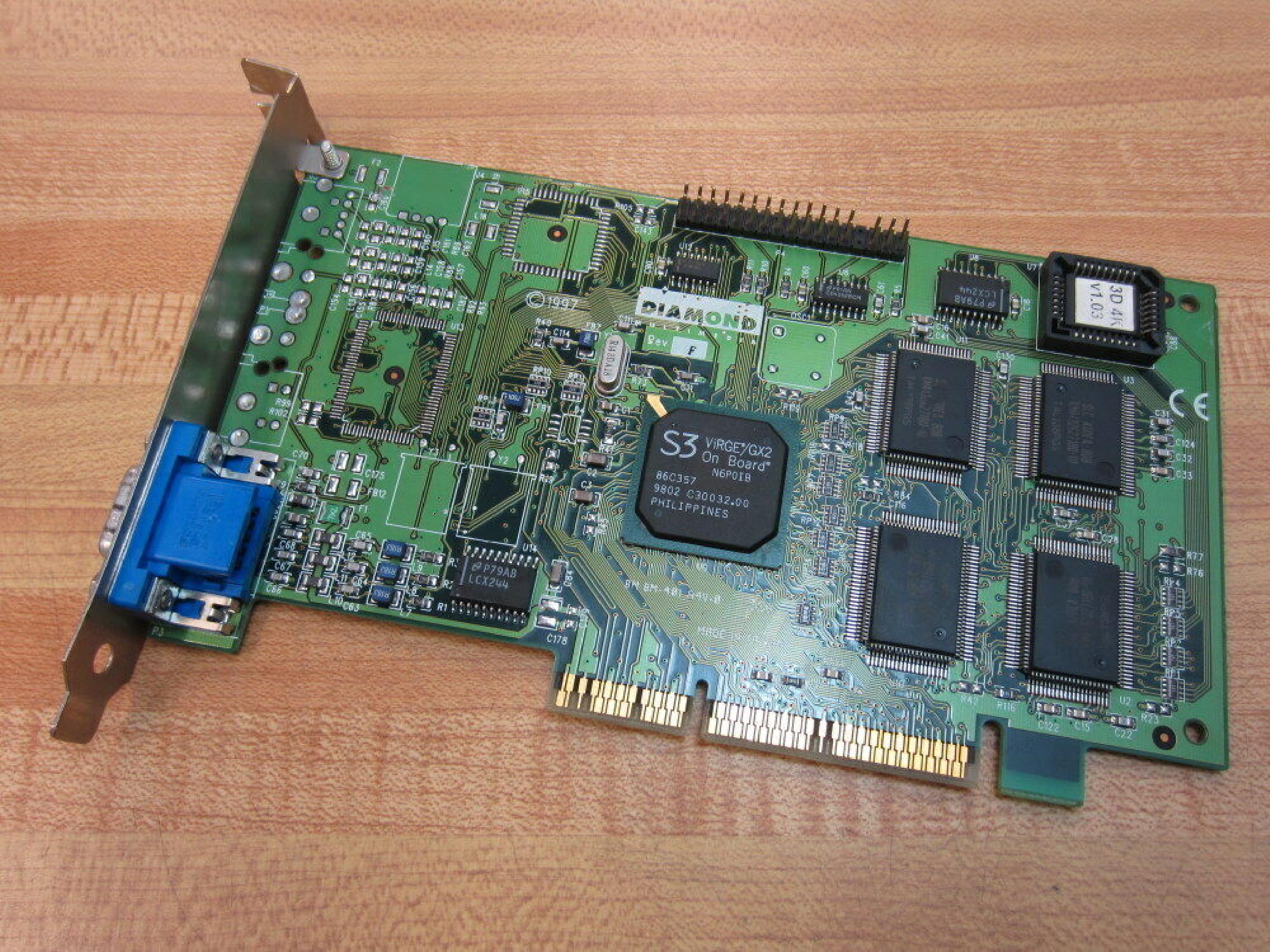 DIAMOND 23220001-406 S3 VIRGE/GX2 N6P0IB 86C357 C29485.00 AGP 4MB VIDEO CARD WITH VGA OUTPUT