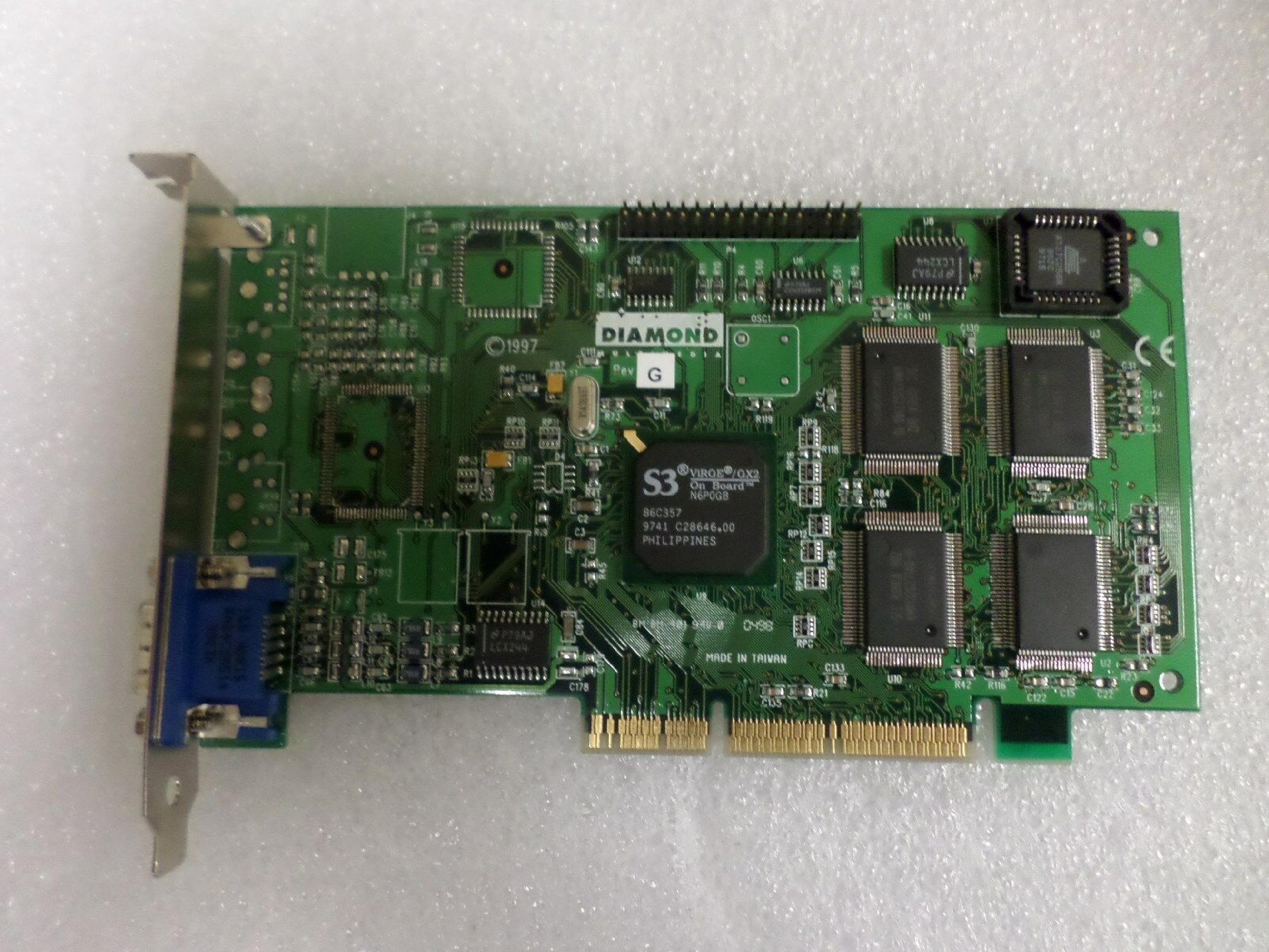 DIAMOND 23220001-406 S3 VIRGE/GX2 N6P0IB 86C357 C29485.00 AGP 4MB VIDEO CARD WITH VGA OUTPUT