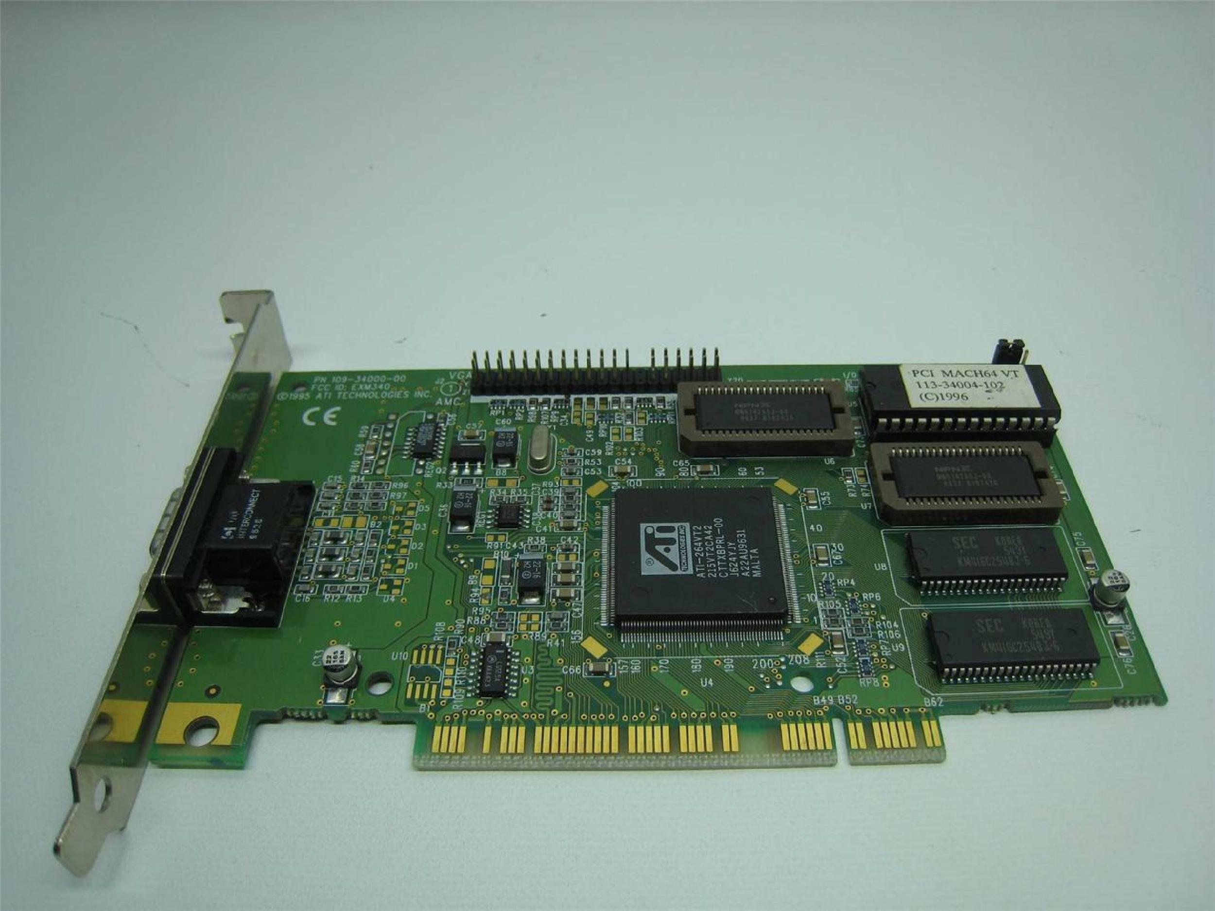 ATI EXM340 PCI MACH64 215VT22200 PD96602GD-004-LML VIDEO CARD 3D RAGE
