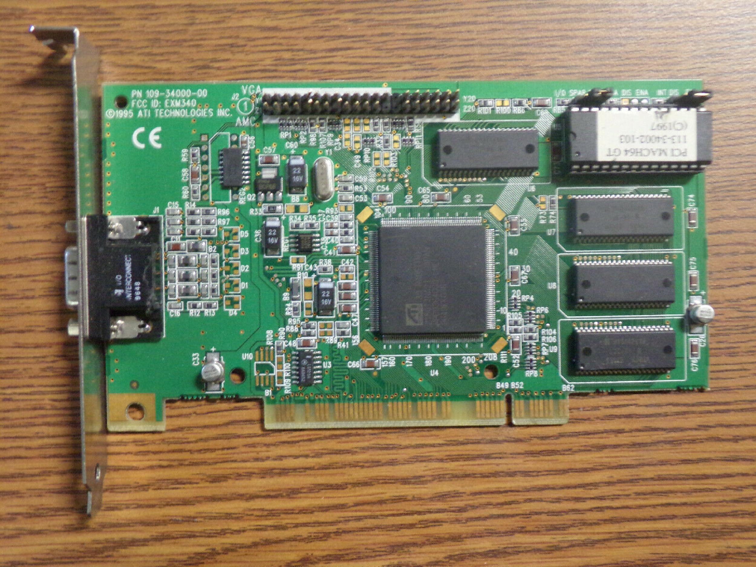 ATI EXM340 PCI MACH64 215VT22200 PD96602GD-004-LML VIDEO CARD 3D RAGE