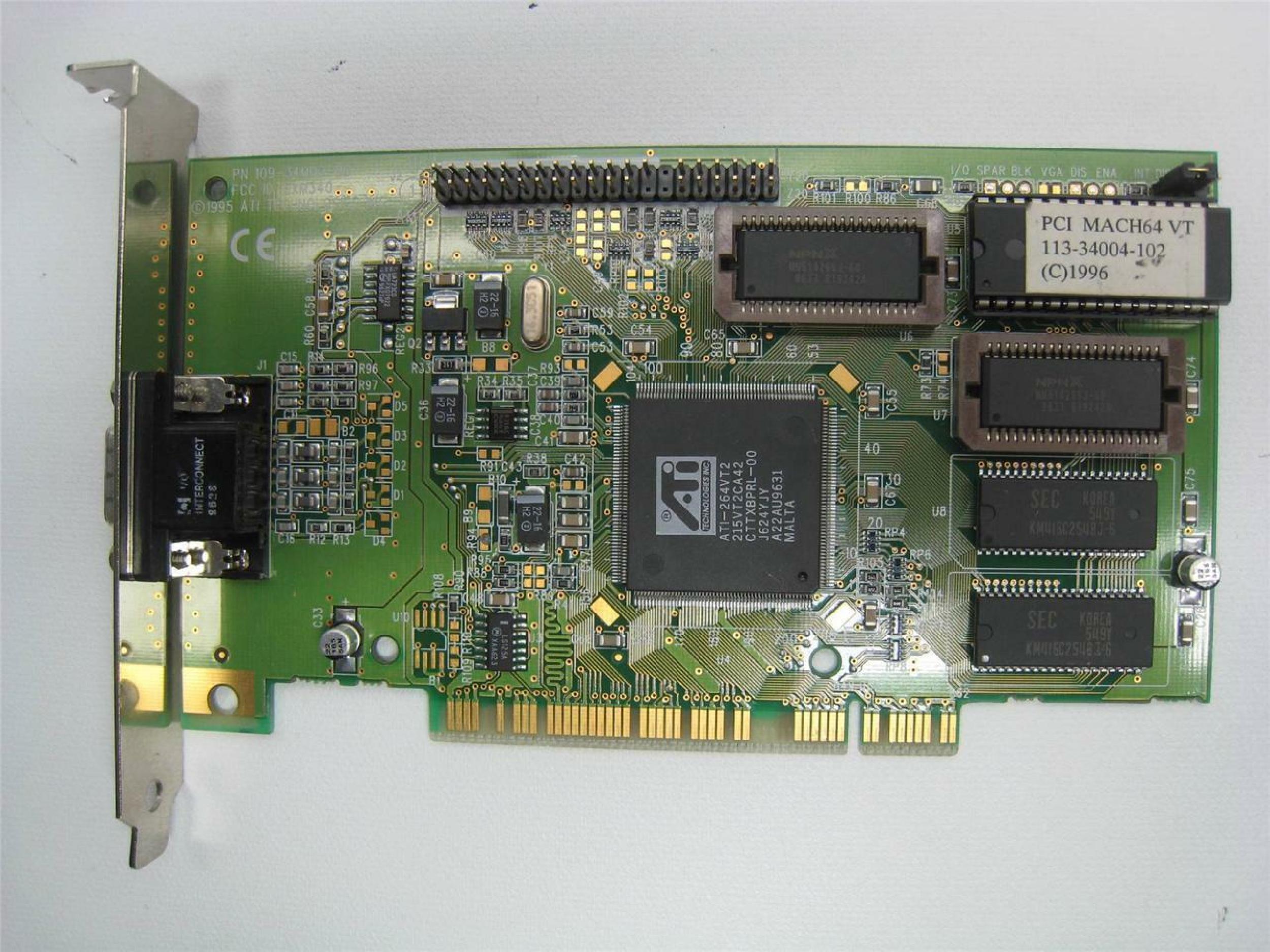 ATI EXM340 PCI MACH64 215VT22200 PD96602GD-004-LML VIDEO CARD 3D RAGE