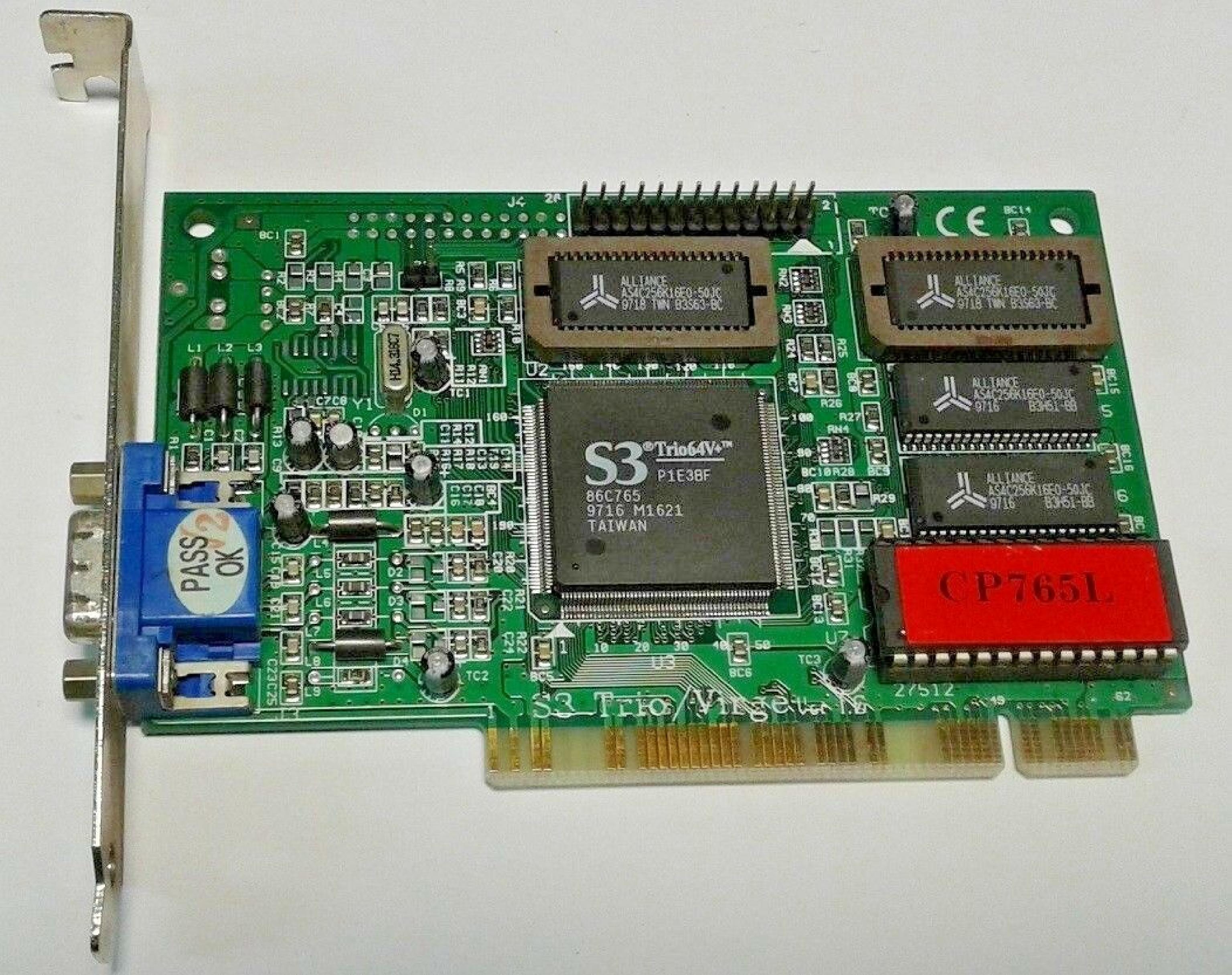 S3 GRAPHICS CP765L PCI VIDEO CARD S3 TRIO64V+ N1C3CF 86C765