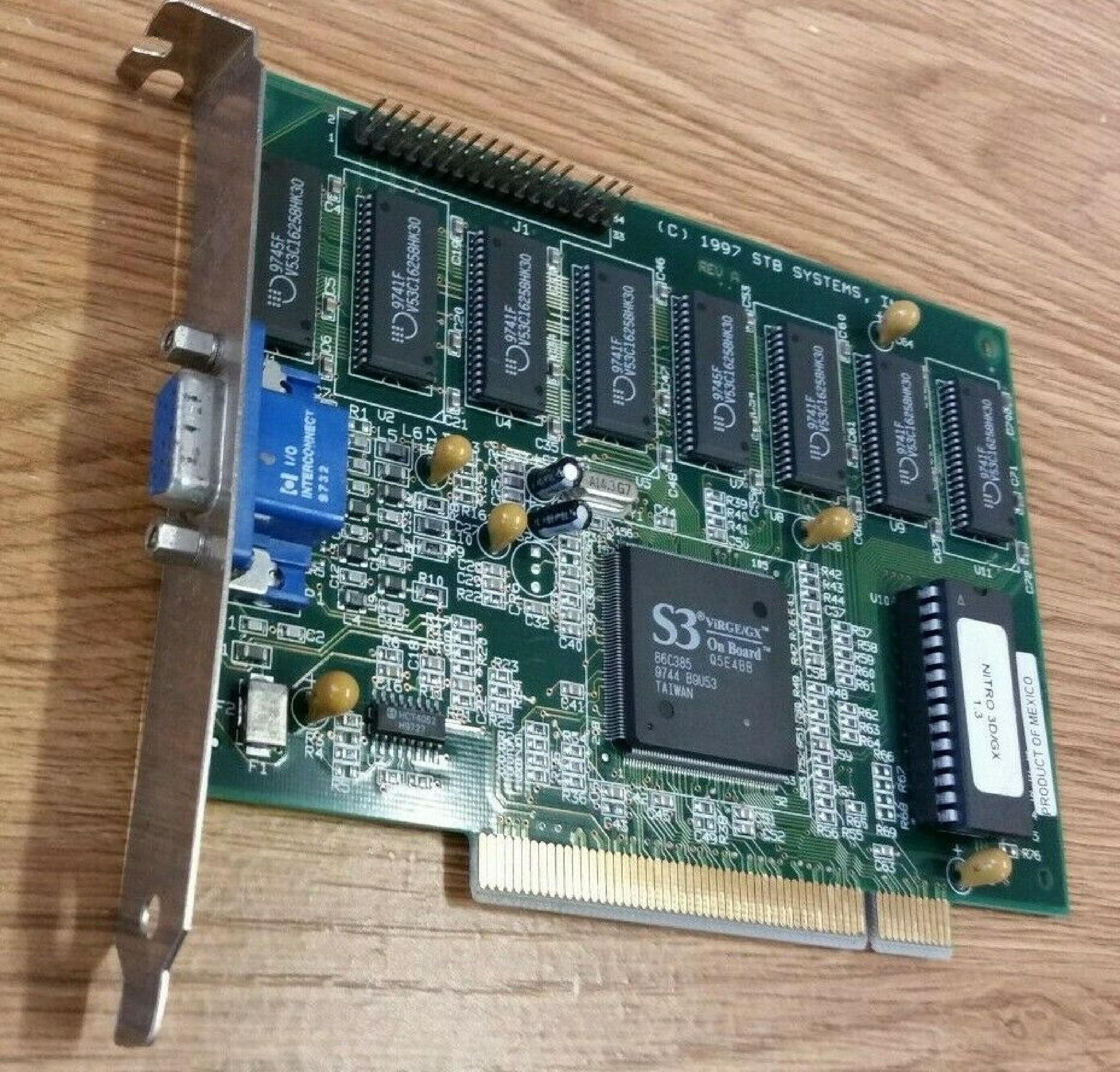 STB SYSTEMS INC / PARADISE 1X0-0489-005 VGA PCI NITRO 3D/GX S3 VIRGE/GX 86C385 VIDEO CARD TRIO64 HAEA2 86C764-P