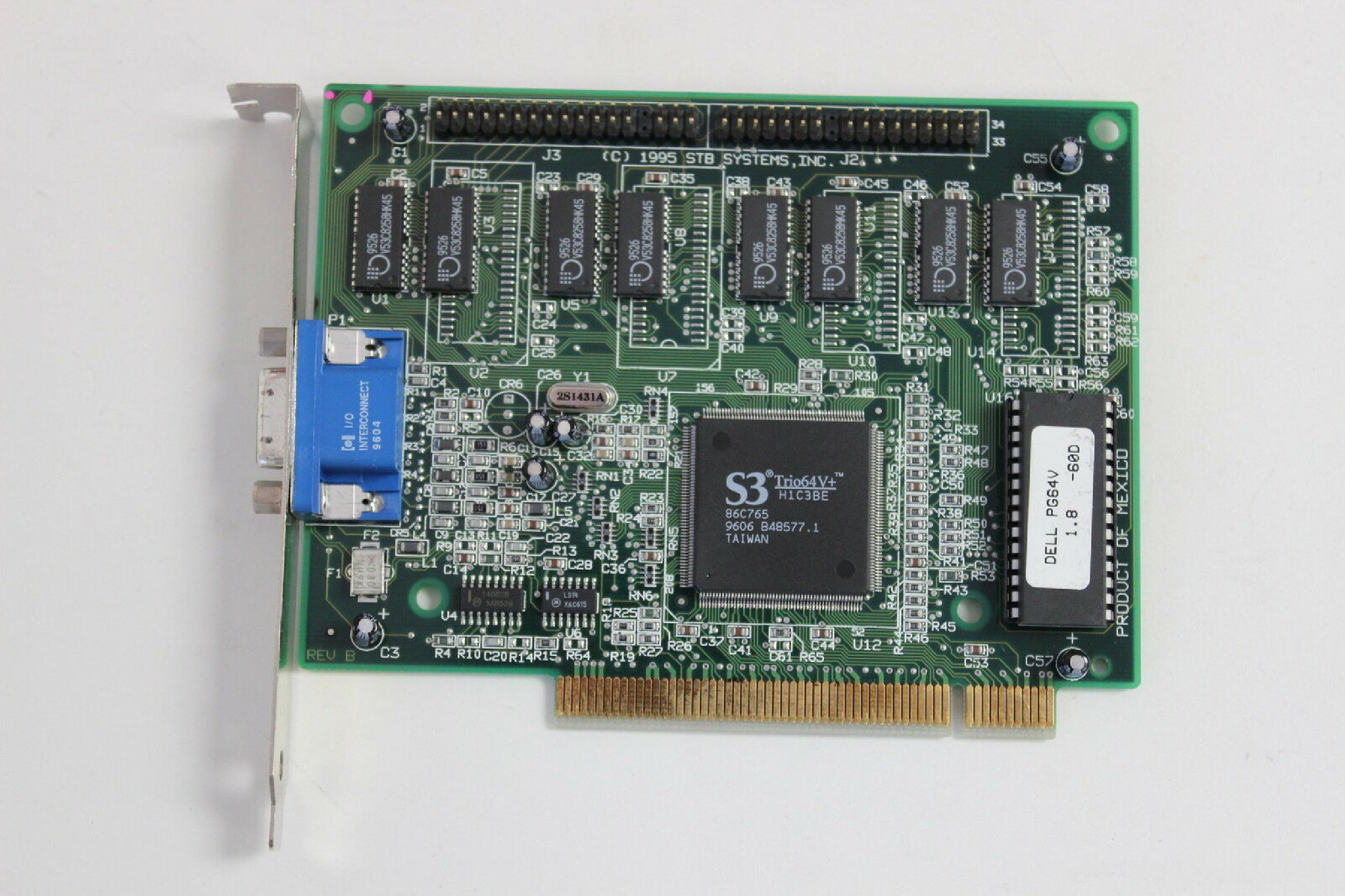STB SYSTEMS INC 97886 PG64V PCI VIDEO CARD S3 TRIO64V+ H1C3BE 86C765