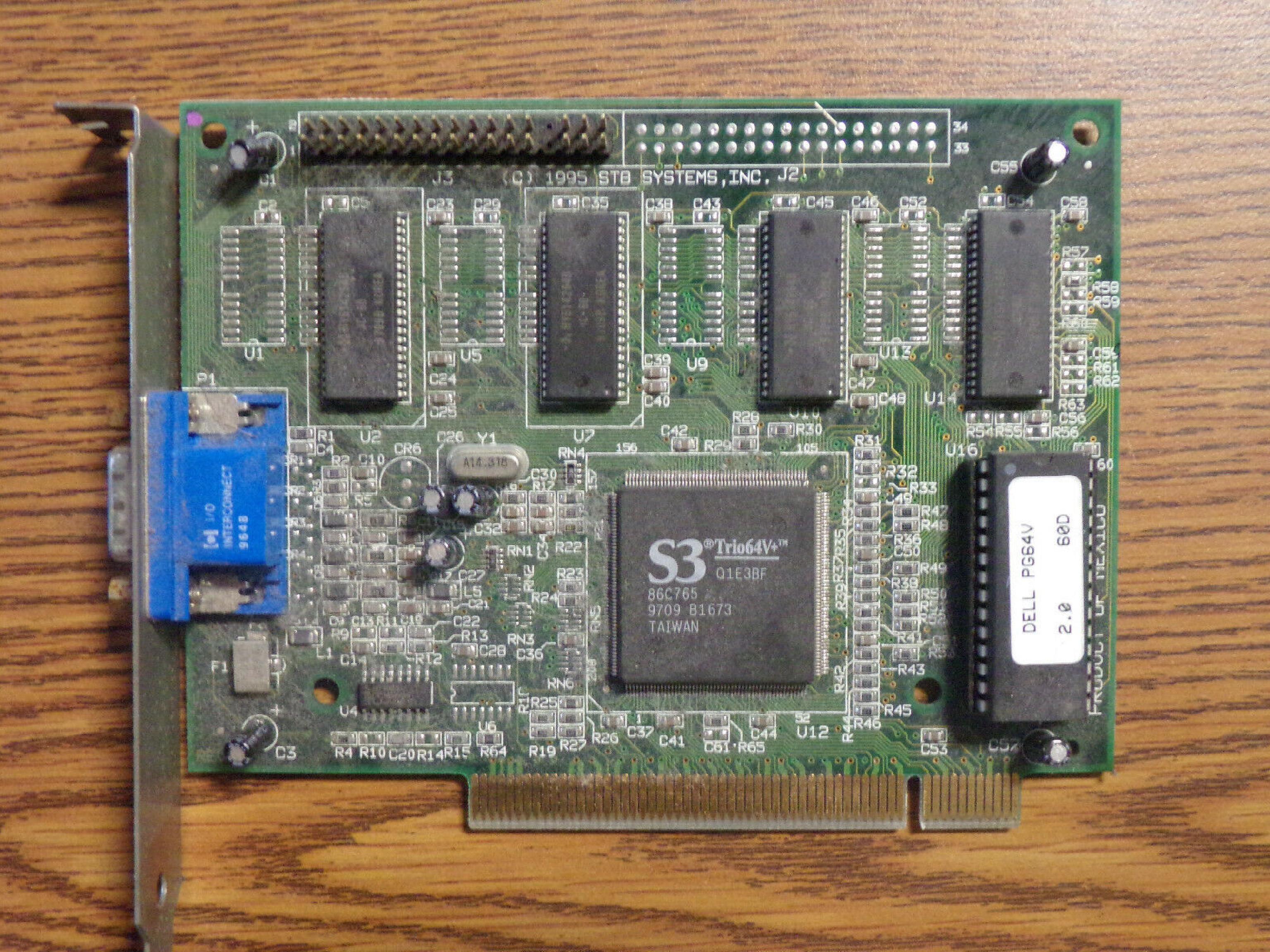 DELL / STB SYSTEMS INC 85675 S3 TRIO64V+ 86C765 PG64V PCI VGA CARD VS 1.8