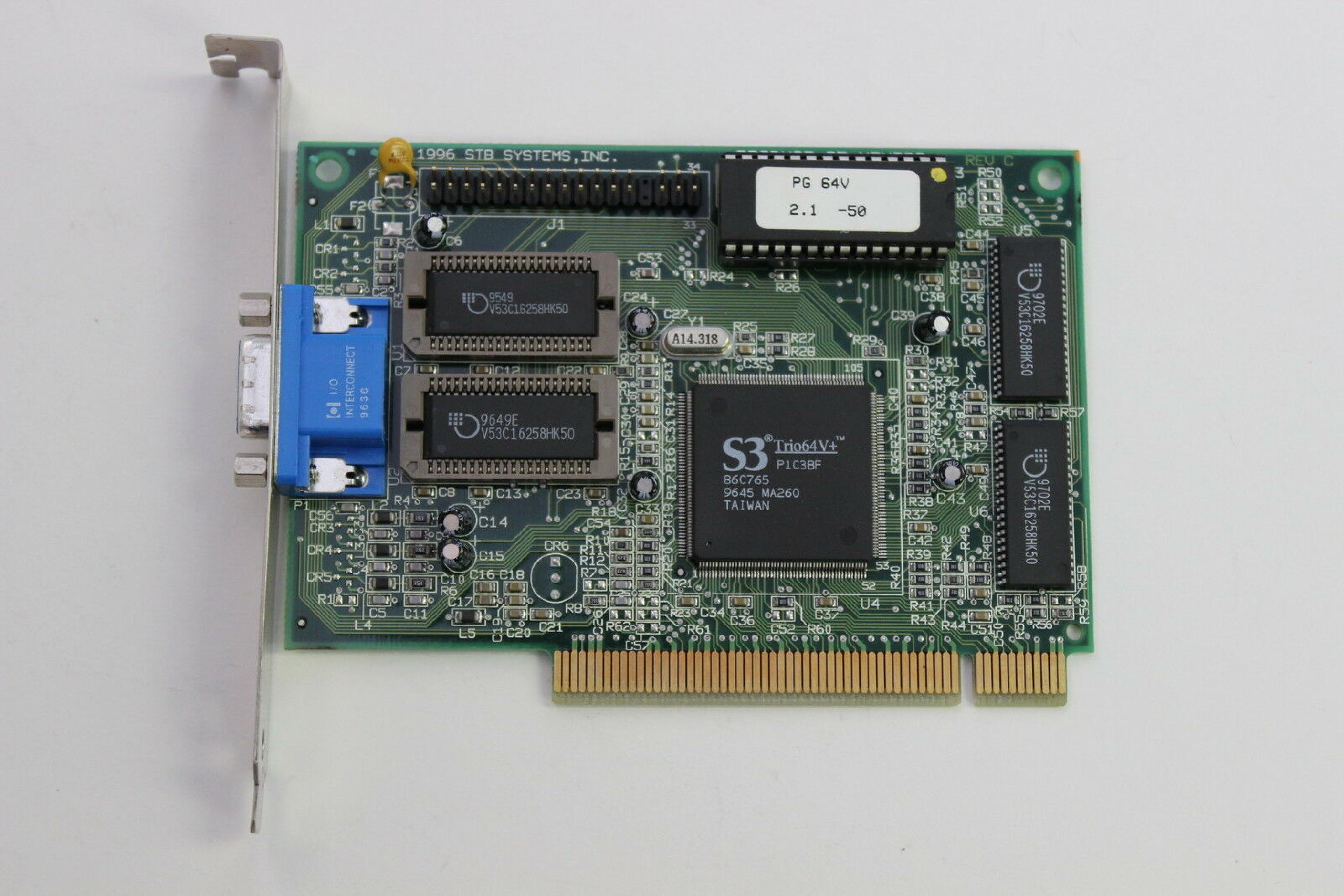 STB SYSTEMS INC 1X0-0360-009 2MB PCI S3 TRIO64V+ 86C765 PG64V