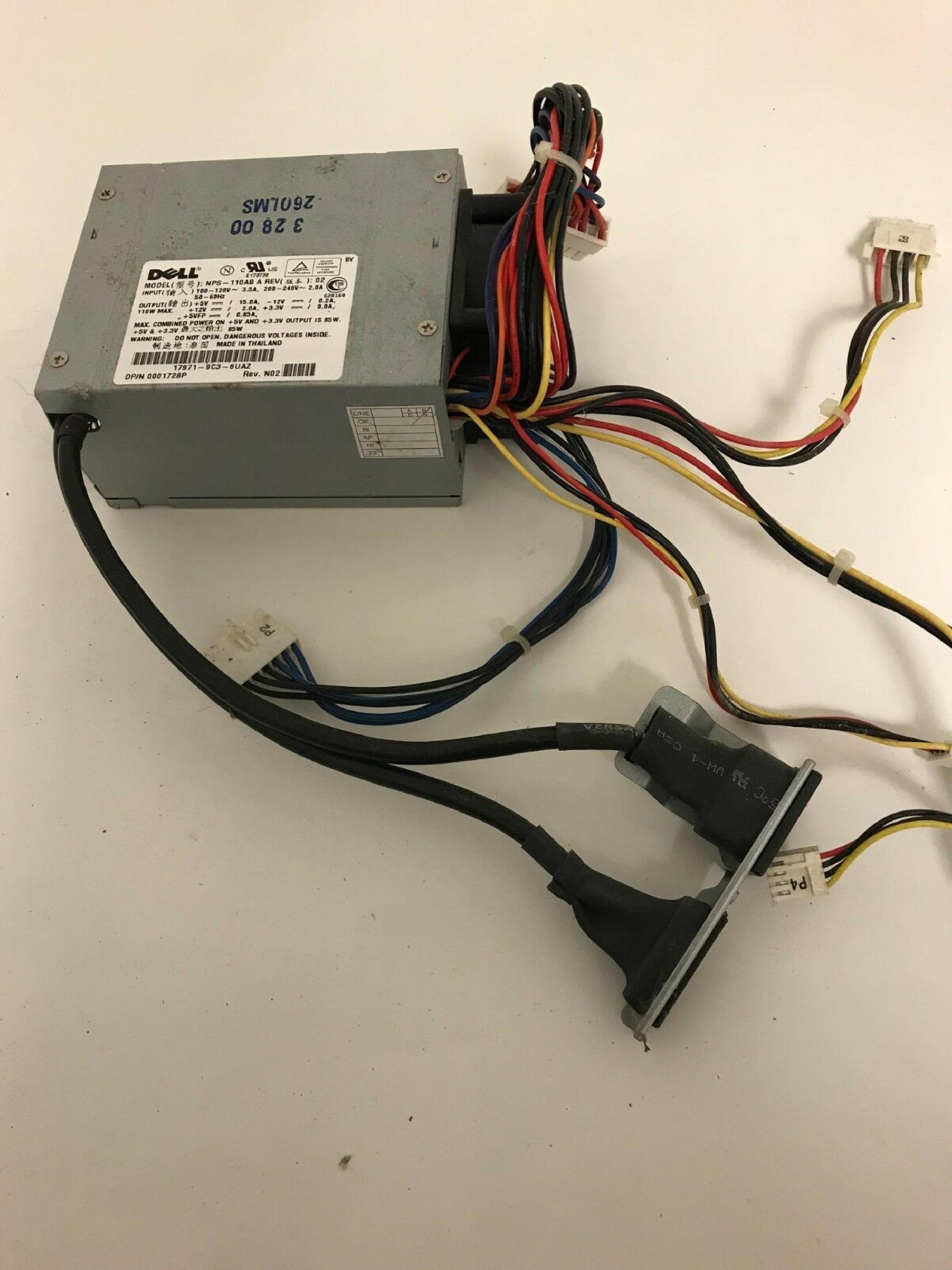 DELL 1728P 85 WATT POWER SUPPLY 110W ATX WITH REMOTE POWER/SWITCH