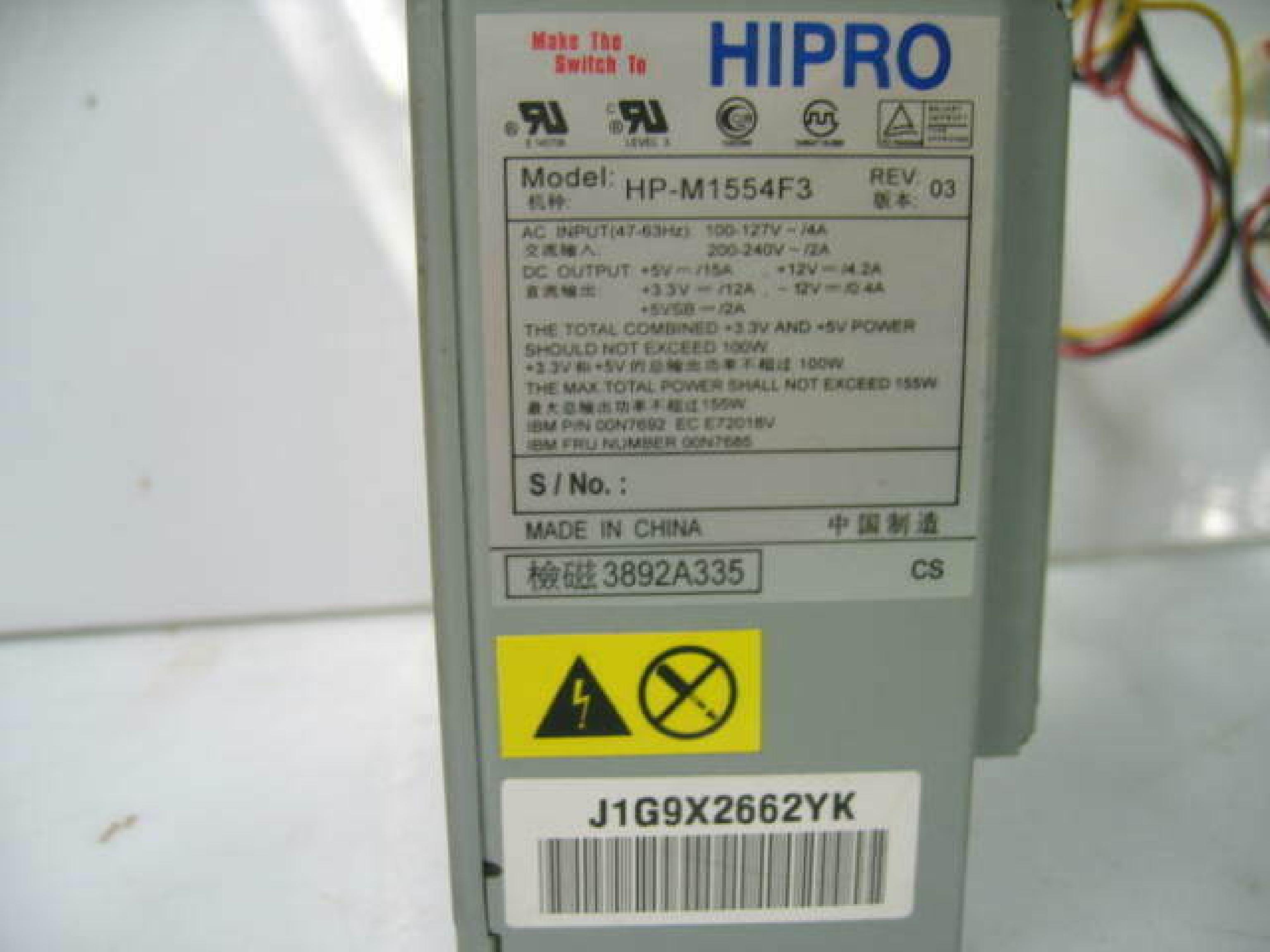 HIPRO HP-M1554F3 ATX STYLE POWER SUPPLY 155 WATT