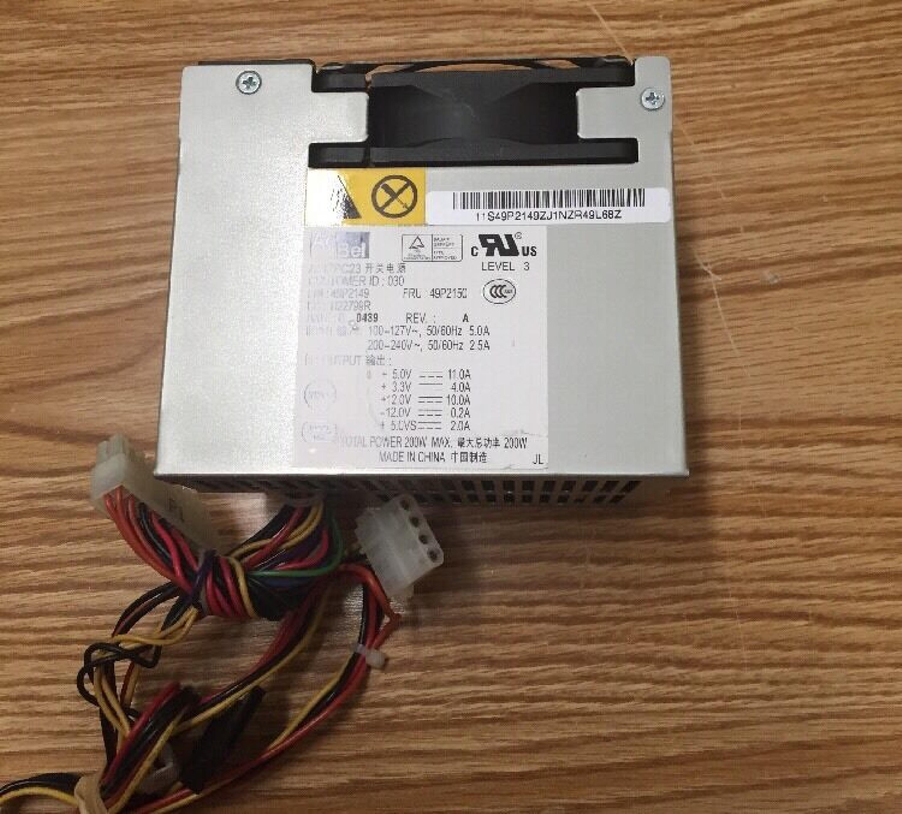 IBM / ACBEL 49P2149 ATX STYLE POWER SUPPLY 200 WATT FOR LENOVO 8183