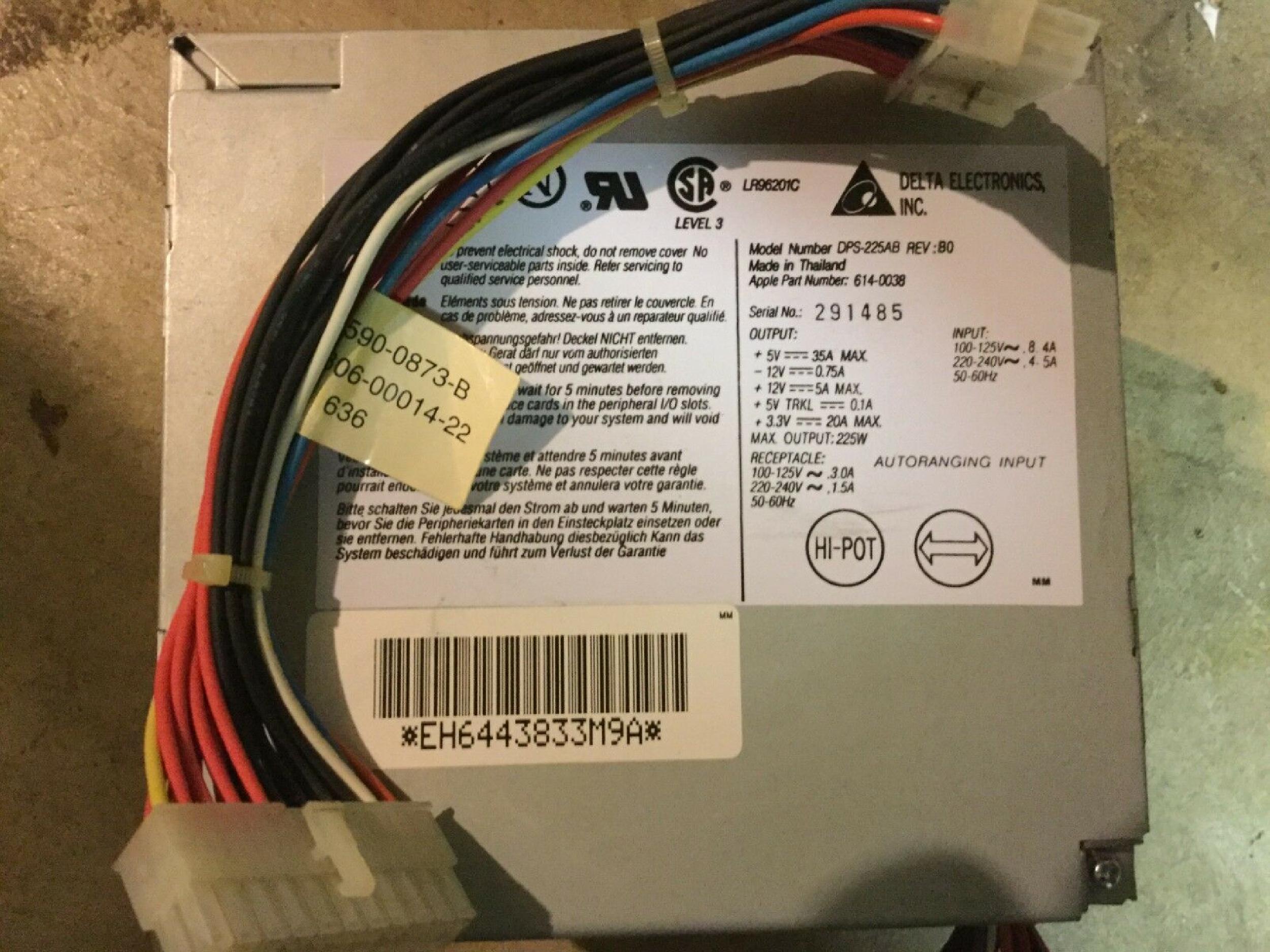 DELTA ELECTRONICS DPS-225AB 225 WATT POWER SUPPLY