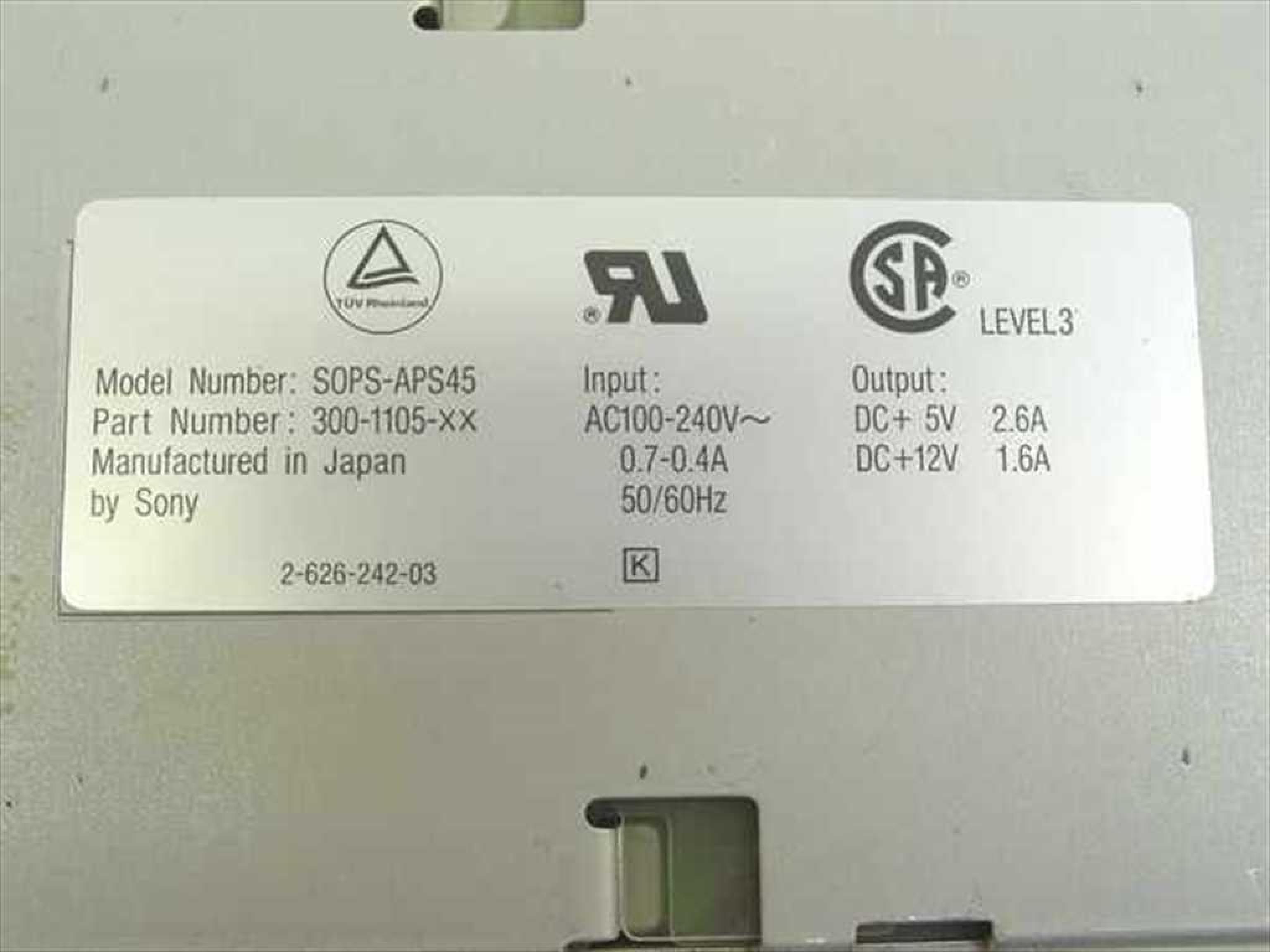 SUN MICROSYSTEMS / SONY SOPS-APS45 POWER SUPPLY FOR SUN EXTERNAL TAPE DRIVE