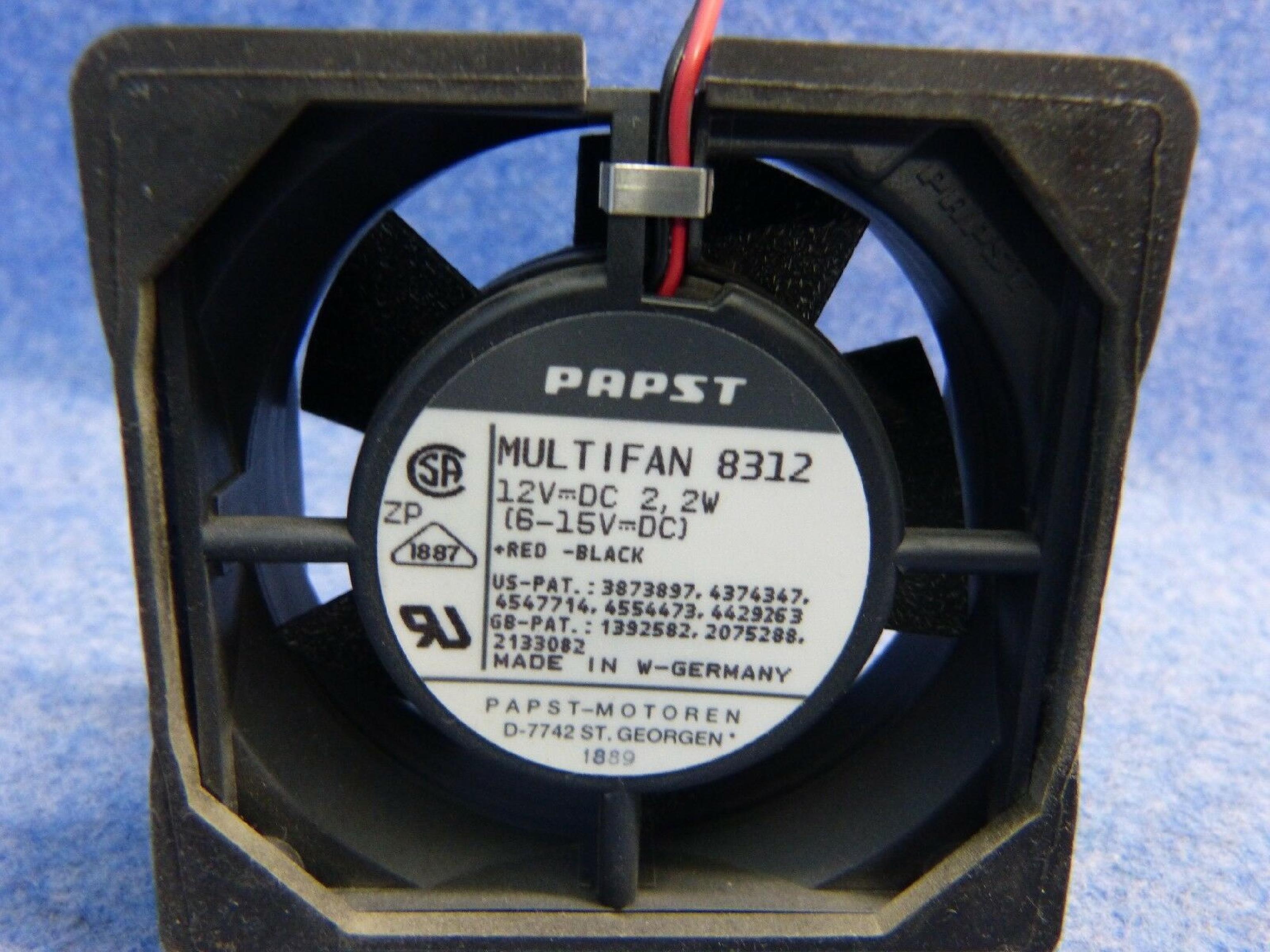 PAPST MULTIFAN 8312 12 VOLT DC 2.2 WATT FAN 80MM X 32MM WIRE CUT, 12VDC 1.8W 2