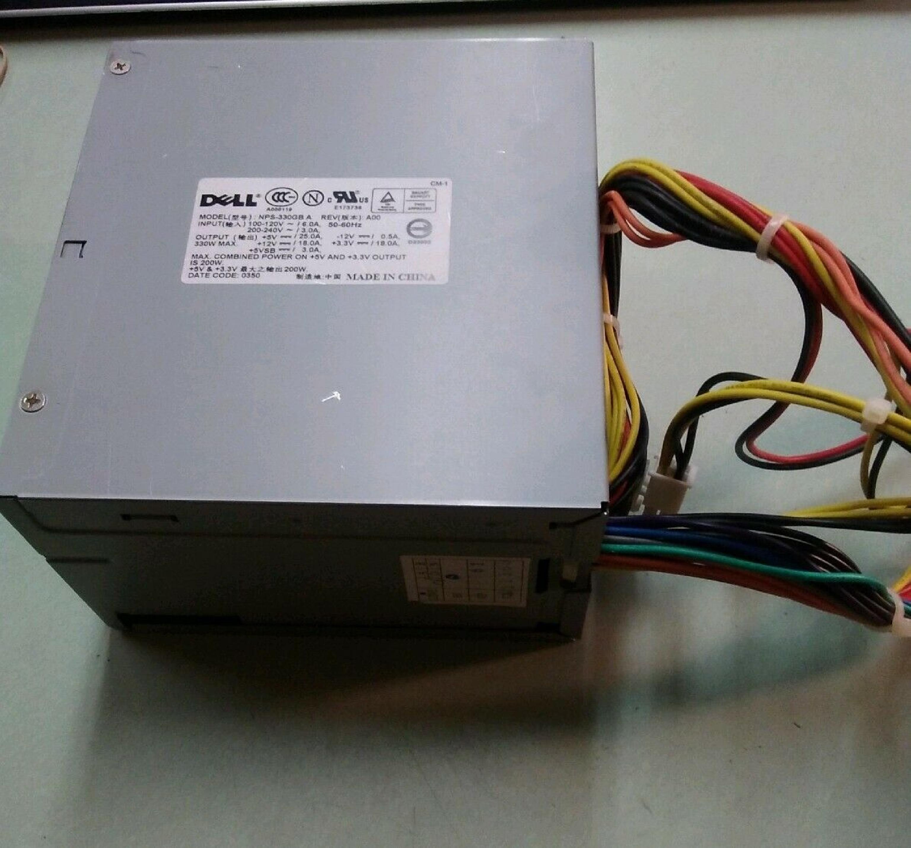 DELL 0F1525 330 WATT ATX POWER SUPPLY EDGE & DIMENSION 330WATT