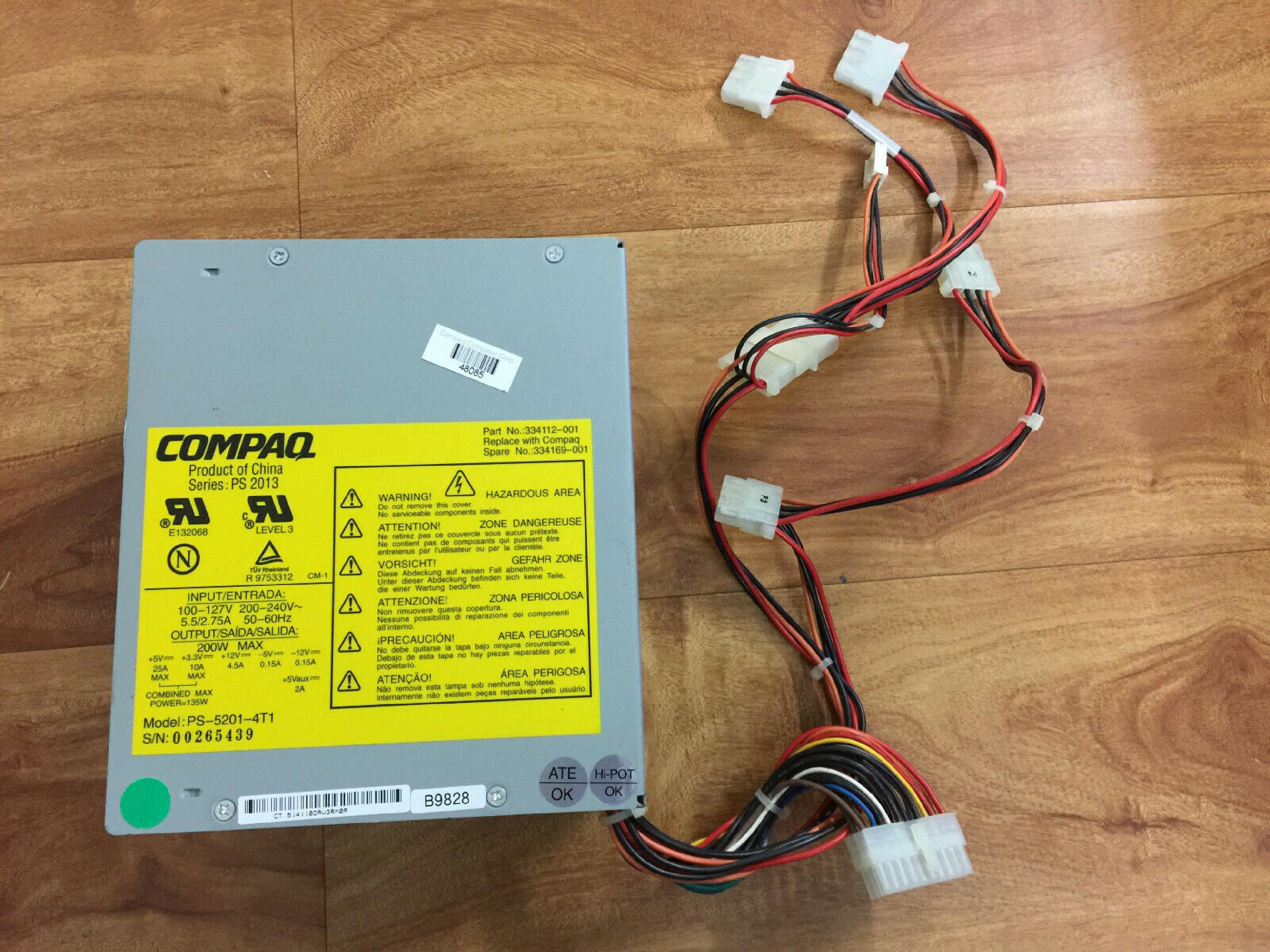 COMPAQ / HEWLETT PACKARD / HP 334112-001 135W POWER SUPPLY 200 WATT DESKPRO