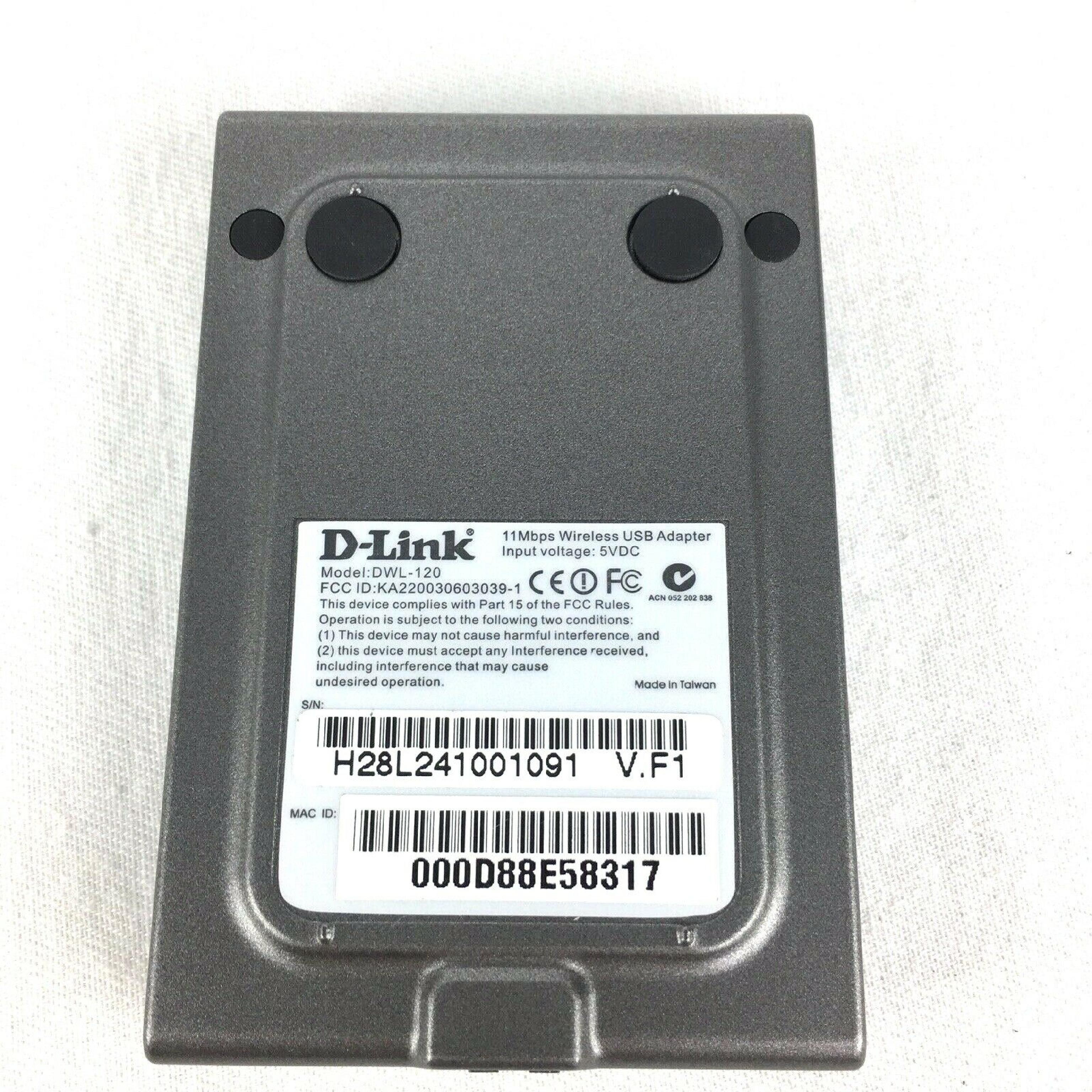 D-LINK SYSTEMS DWL-120 11MBPS WIRELESS USB ADAPTER