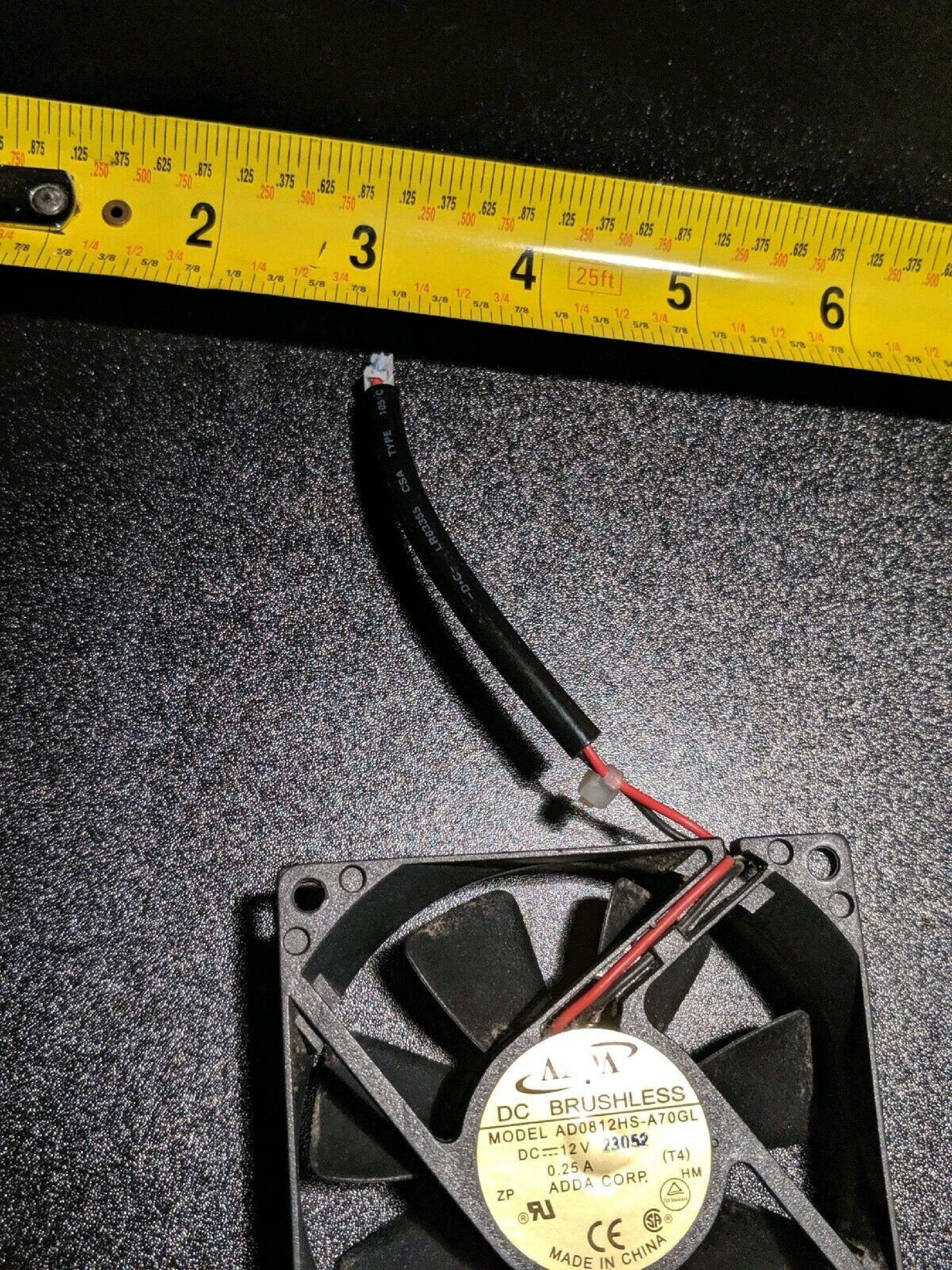 ADDA CORP. AD0812HS-A70GL PULL 12VDC .25A FAN 80MM X 25MM WITH 2 WIRE CABLE