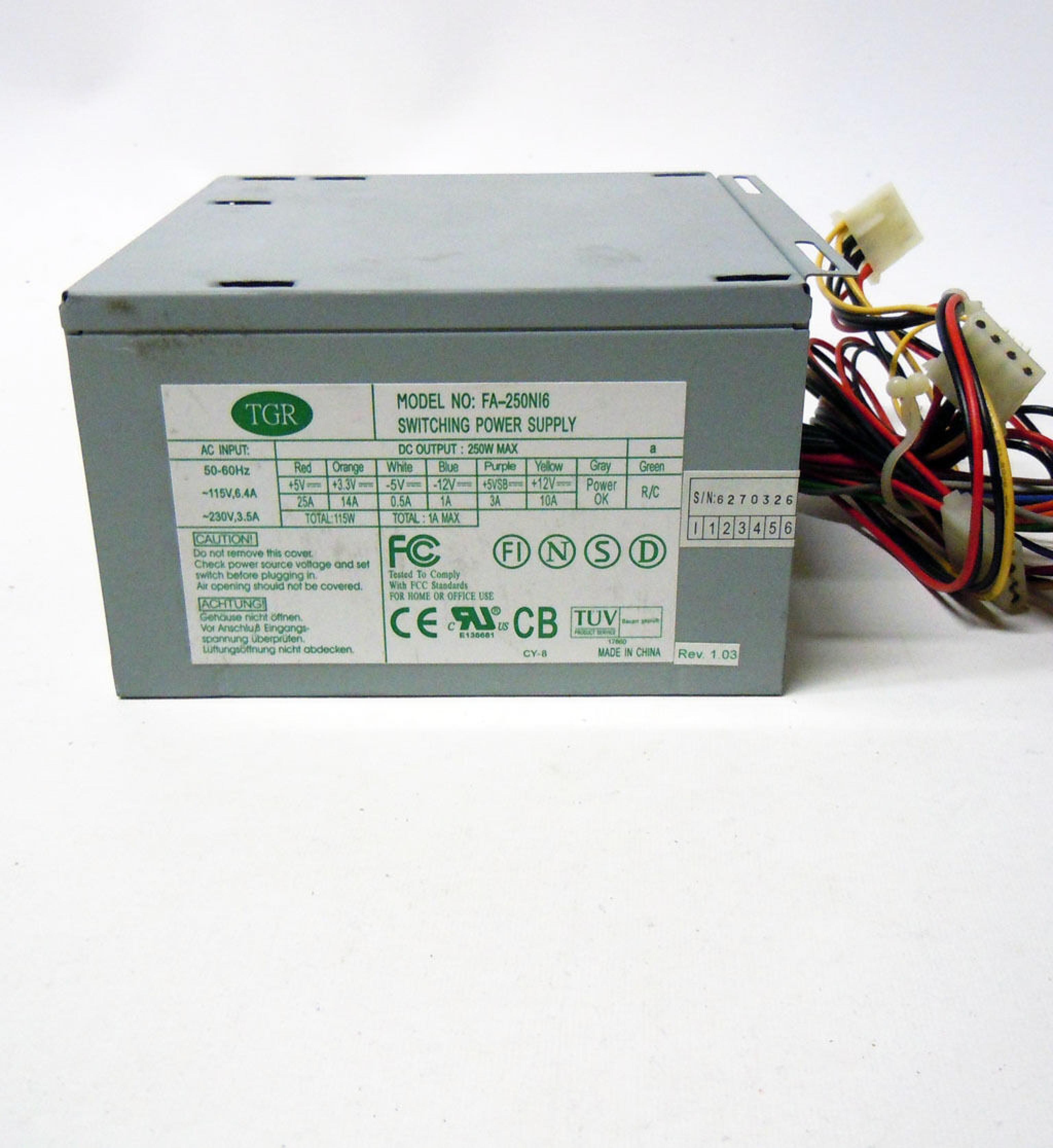 TGR FA-250NI6 POWER SUPPLY ATX 250 WATT