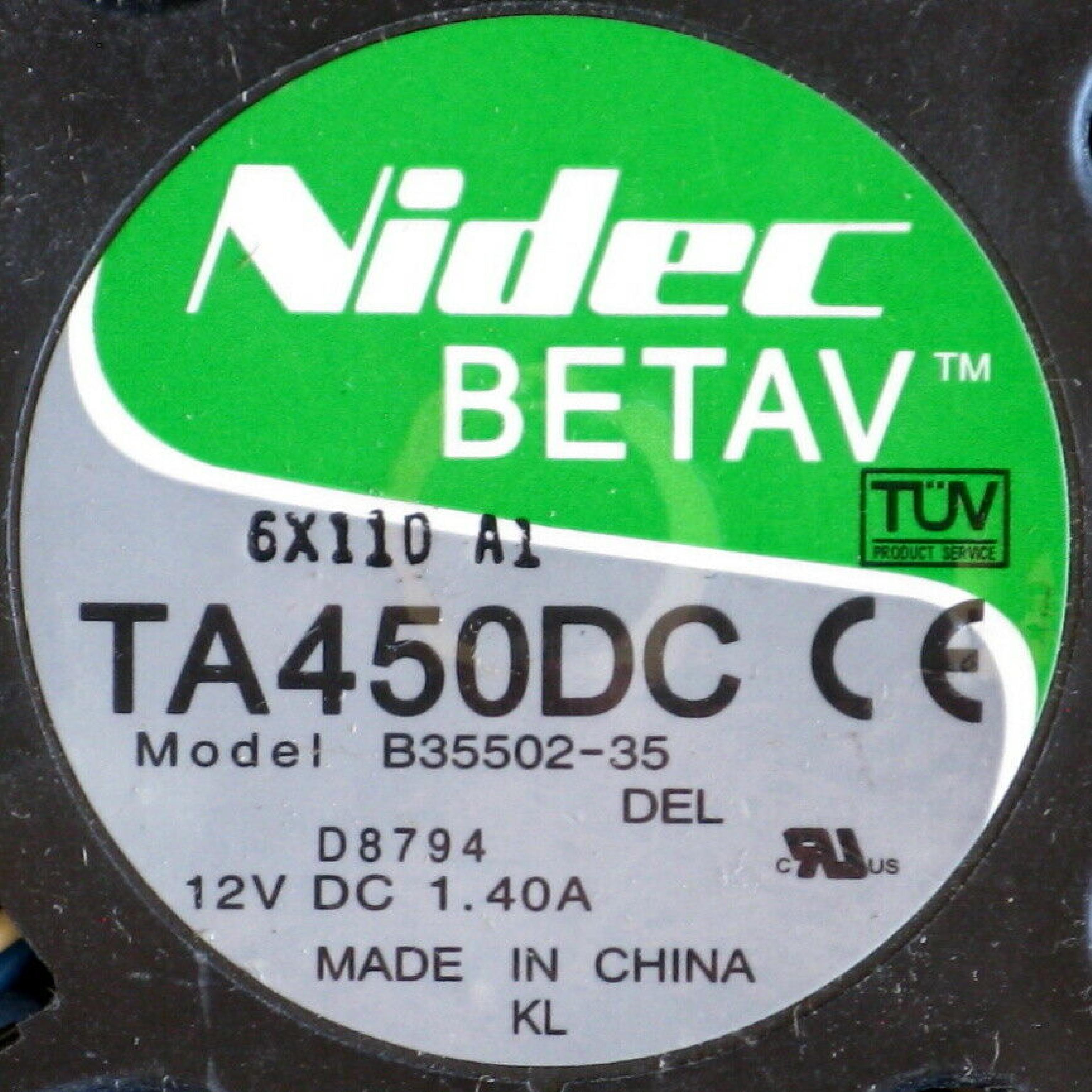 NIDEC / HEWLETT PACKARD / HP / BETA / DELL TA450DC V 12VDC .28AMP FAN FOR 3000069-0010 / 3000060-0010 12V DC 4 11/16 BY 1 1/2 INCHES WITH 6 INCH CABLE, 5 PIN COMPAQ CONNECTOR PN 930297 .49A 120MM 38NN, 5/8 INCHES, 12 3 WIRE CABLE (3 CUT 12VDC/0.31AMP) NETSERVER LX PRO LXE ETC 120X120X38MM 0