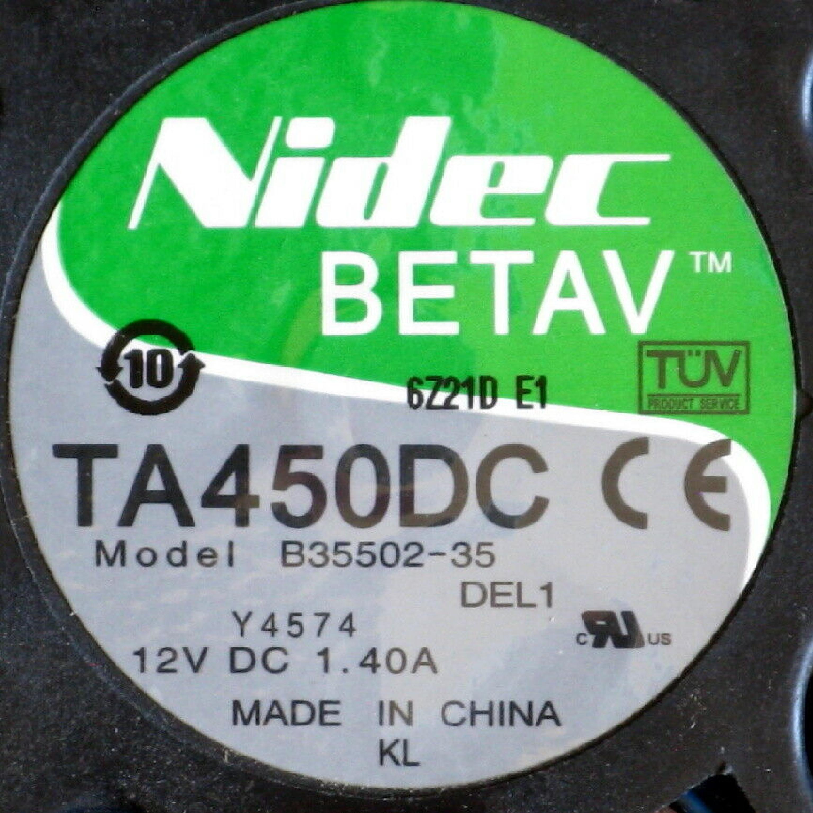 NIDEC / HEWLETT PACKARD / HP / BETA / DELL TA450DC V 12VDC .28AMP FAN FOR 3000069-0010 / 3000060-0010 12V DC 4 11/16 BY 1 1/2 INCHES WITH 6 INCH CABLE, 5 PIN COMPAQ CONNECTOR PN 930297 .49A 120MM 38NN, 5/8 INCHES, 12 3 WIRE CABLE (3 CUT 12VDC/0.31AMP) NETSERVER LX PRO LXE ETC 120X120X38MM 0