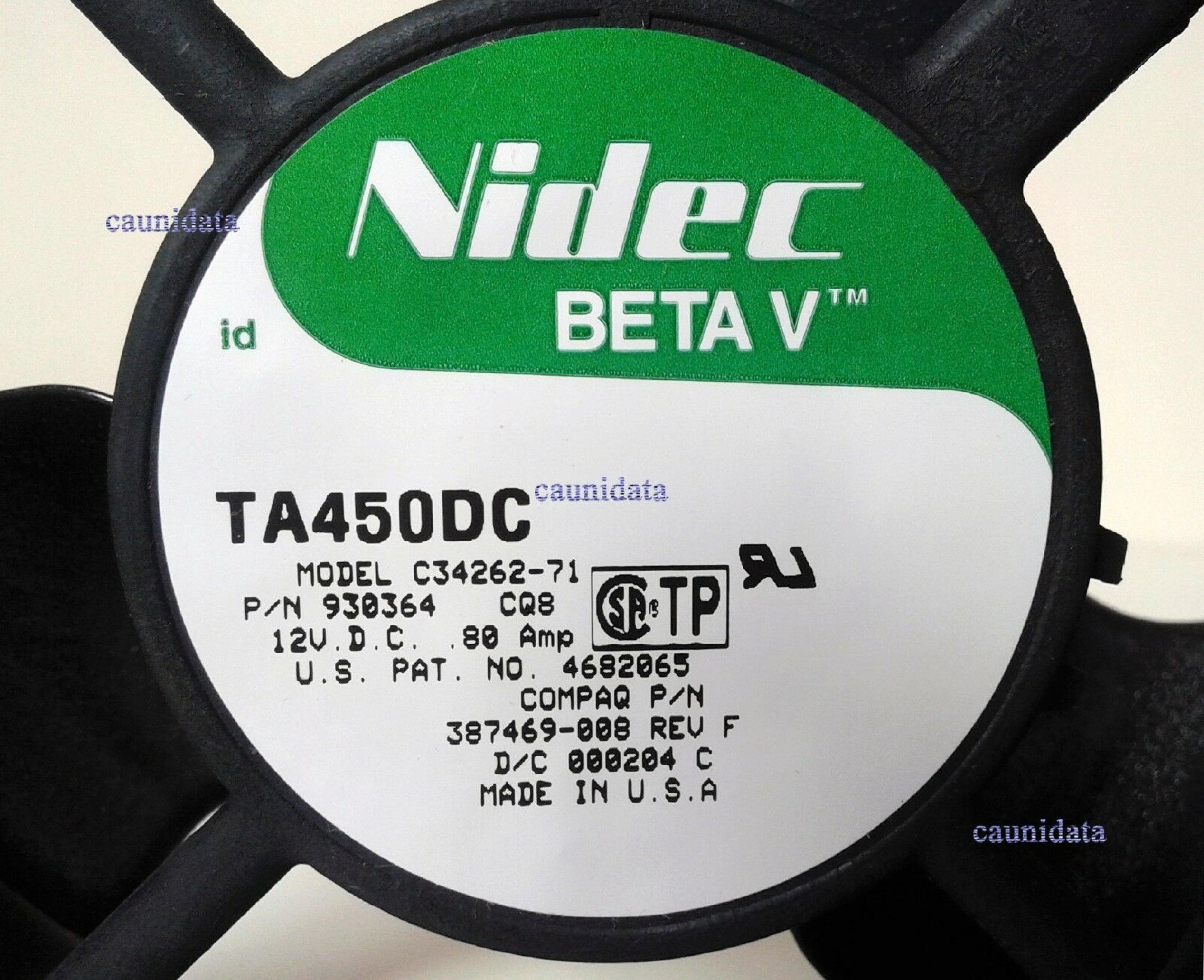 NIDEC 387469-008 BETA V 12VDC .28AMP FAN FOR 3000069-0010 / 3000060-0010