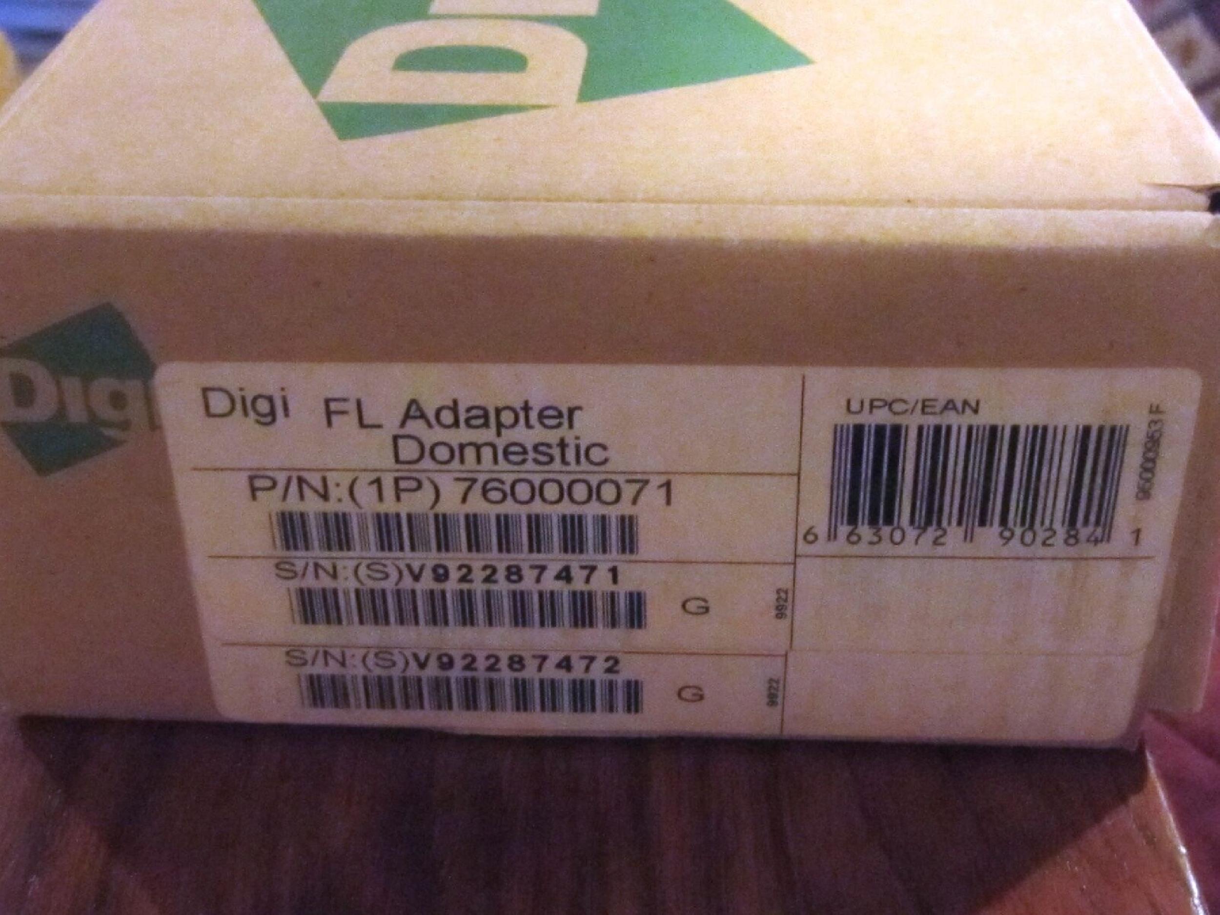 DIGI INTERNATIONAL 76000071 FL ADAPTER DOMESTIC PAIR OF ADAPTERS CABLES AND POWER SUPPLIES