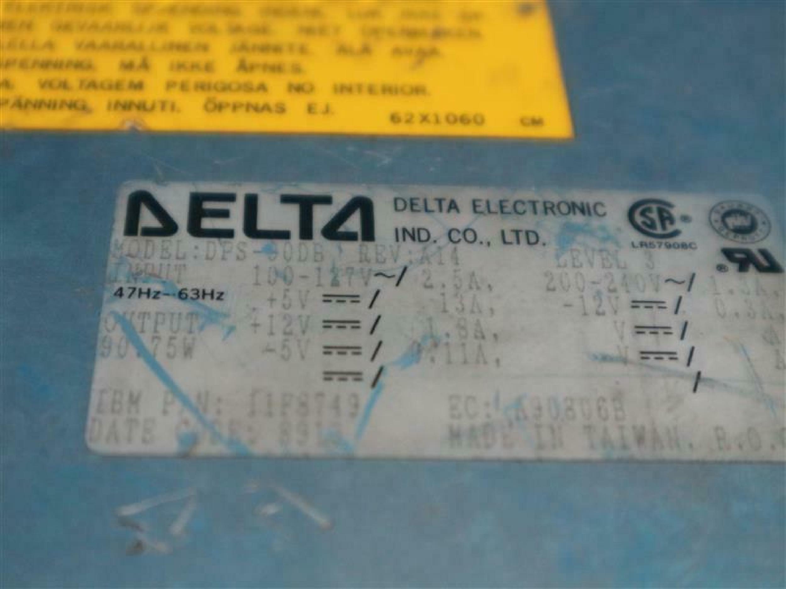 DELTA ELECTRONICS INC DPS-90DB POWER SUPPLY PULLED FROM IBM 8530-E01