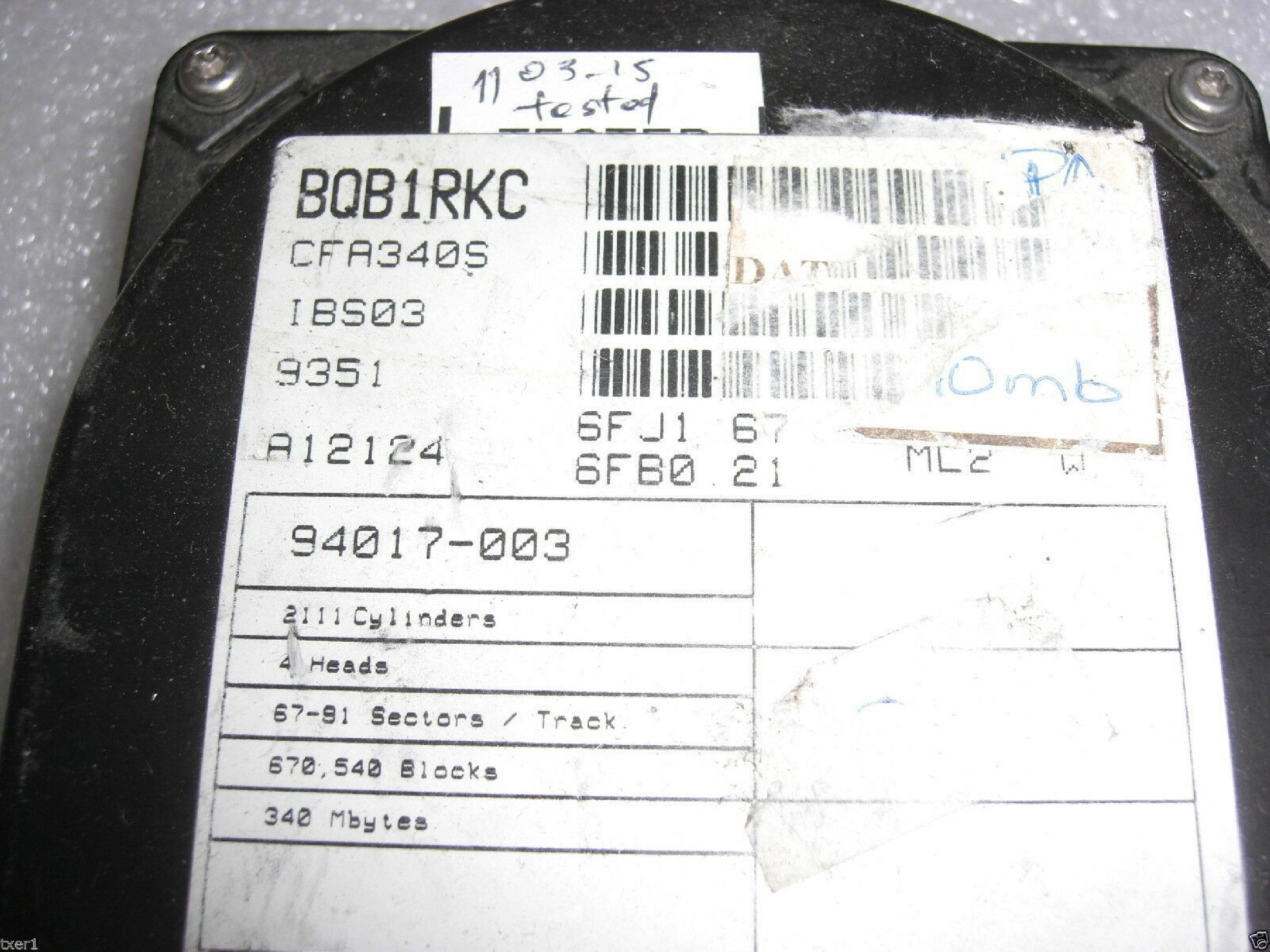 IBM 74G8686 CONNER IDE HARD DRIVE 3.5 INCH 340MB